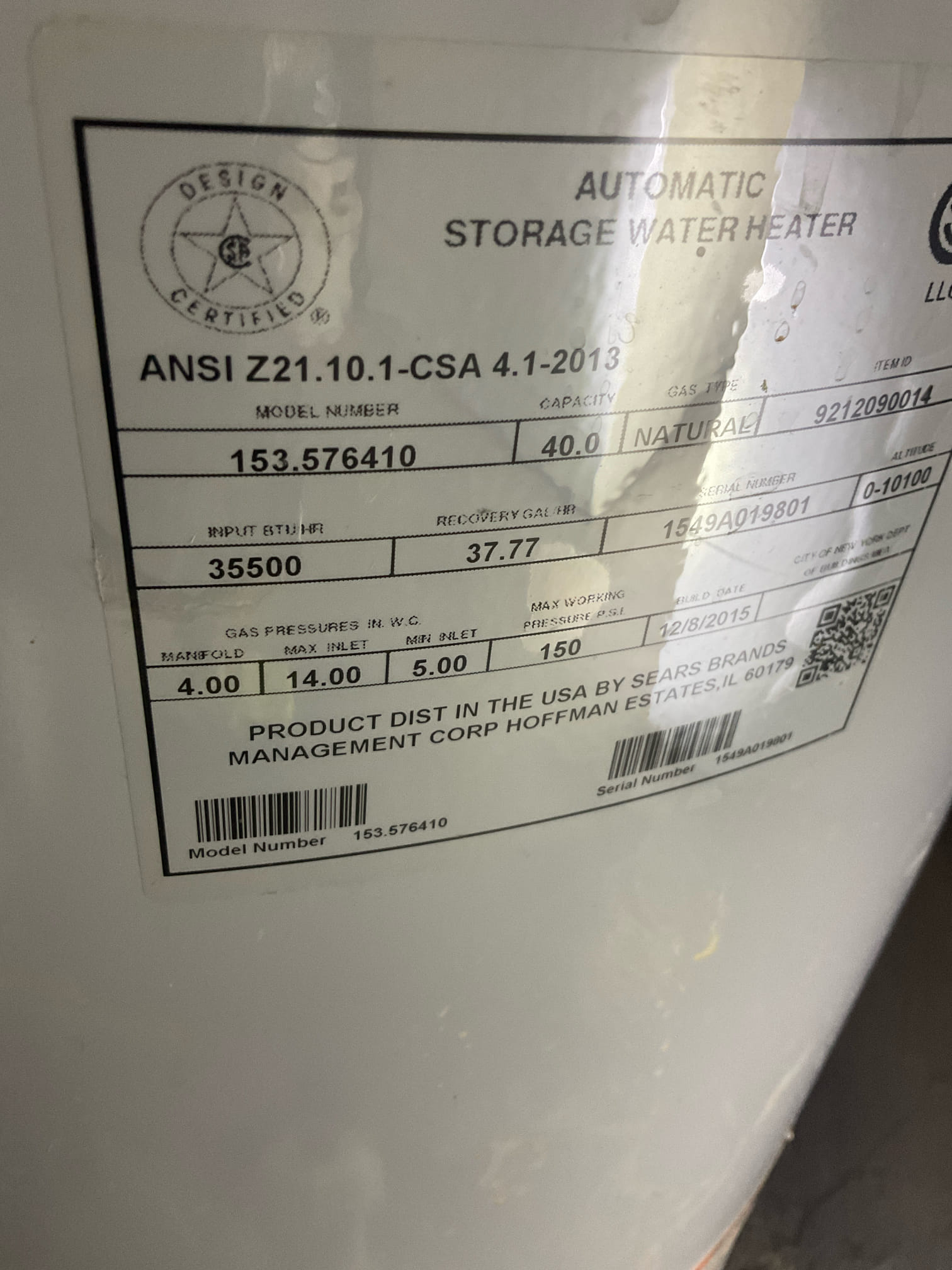 Quoted water heater replacement 