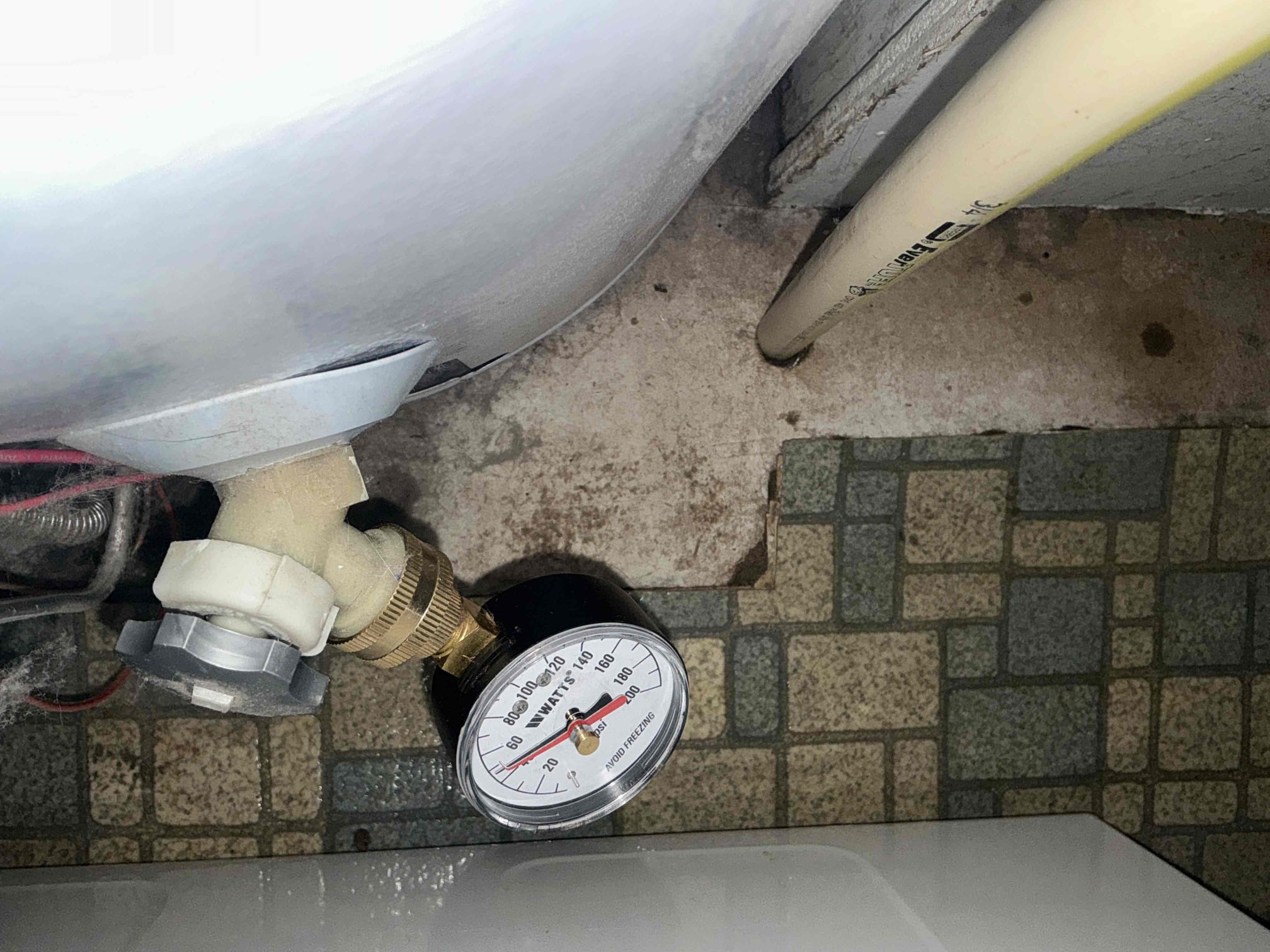 Checked water pressure from water heater boiler drain. Pressure is at 55 psi. Water heater is 15 years old. Recommend replacing water heater. Estimate was give to customer. Customer will call back when ready to proceed with replacement.