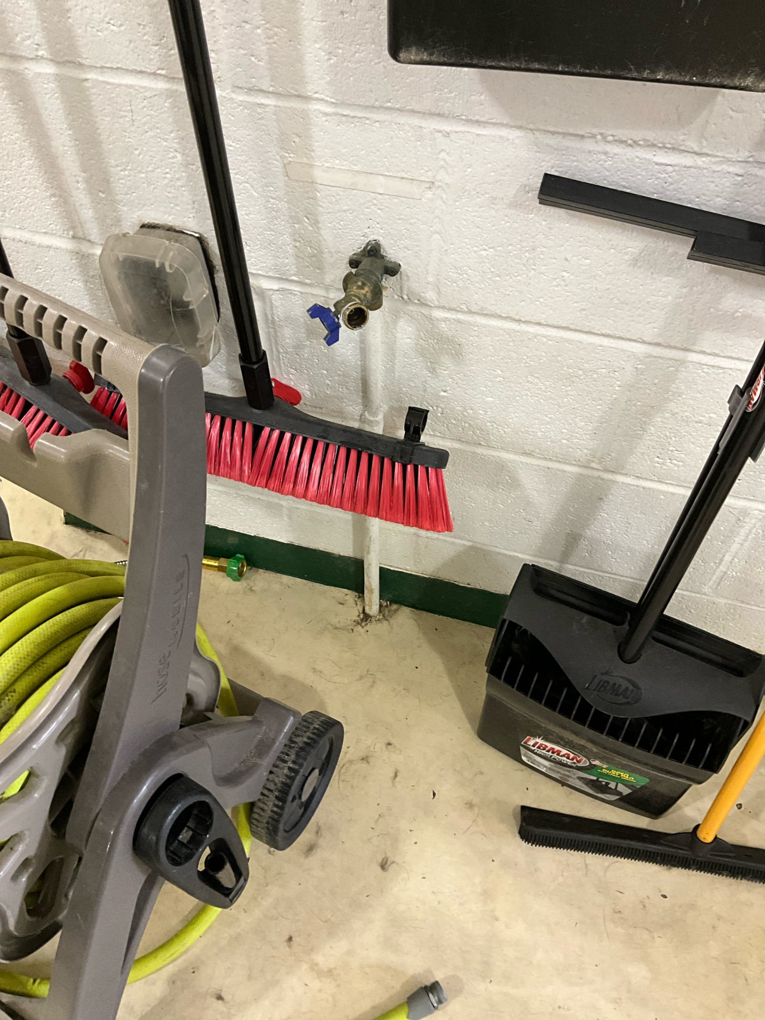 Customer couldn’t locate the outdoor hose bib that wasn’t functioning properly. Customer showed me the indoor hose bib that wasn’t working. The indoor hose bib is leaking at the base and needs replacement. Saw no indication of a shutoff to isolate the valve and cause the reduced flow. Replacement of the valve is the first step. Also left price for a new water heater because it is almost to the recommended replacement age of 10 years, and there are safety issues with the unstrapped thermal on plastic pipe, as well as a pvc drain line for the drip pan. This is not an approved piping material due to the low melting point of pvc. 