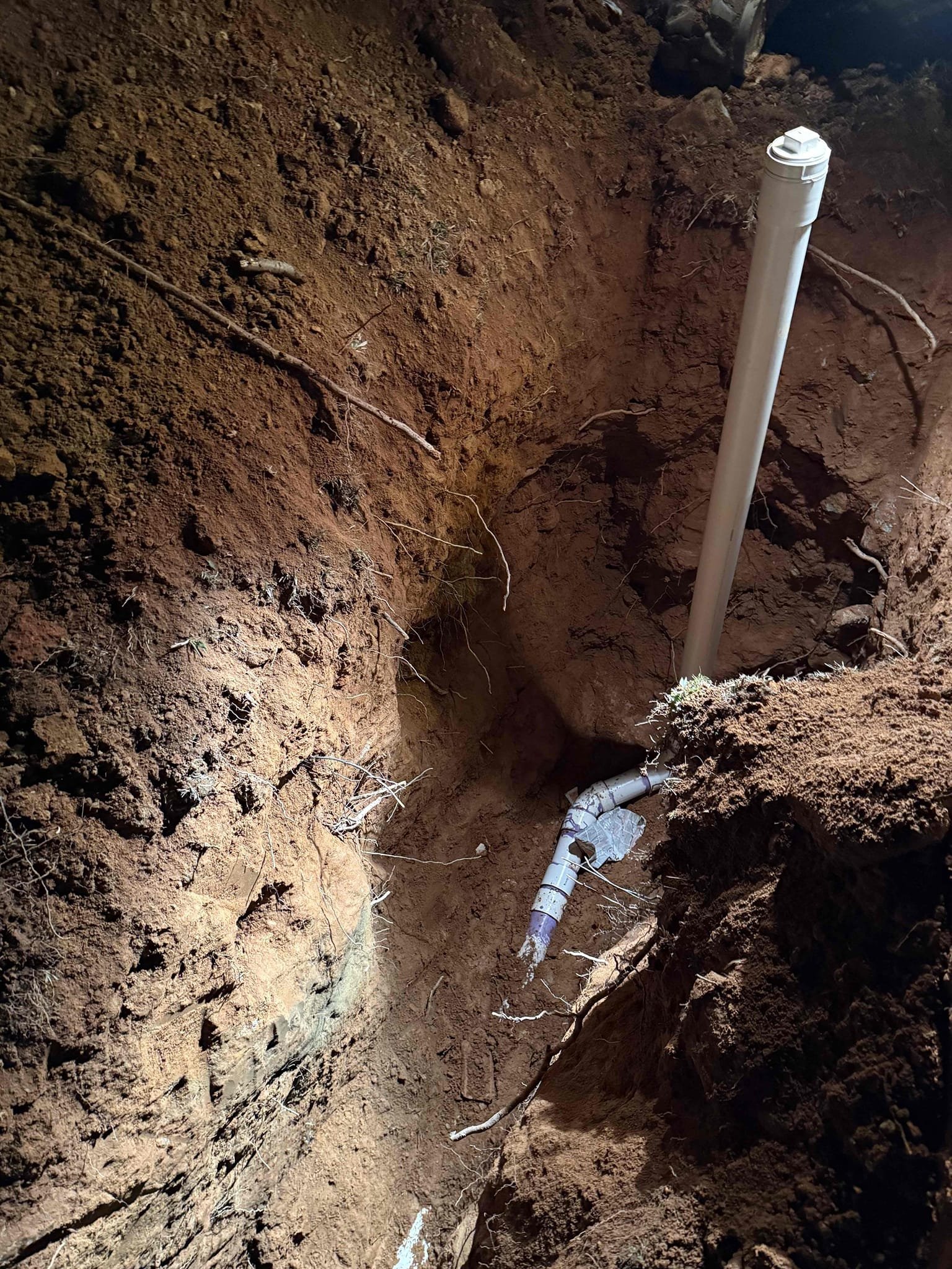 Returned to install new sewer line from city’s tap to the house with 2 new clean outs. Installed new 4 inch pvc sewer line with two new clean outs. Ran camera, sewer line is clear and no longer backed up. Recommend customer to still have city out due to their line having issues. Sewer line is flowing properly and no longer backing up upon departure.