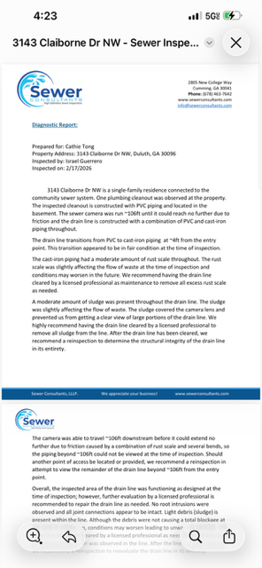 Customer stated that they needed estimates to get pipes cleaned. In crawlspace found that drain line goes from 4 inch to 3 inch and then back to 4 inch which is not up to code and mention that to customer. Will send customer estimates on repairs needed.