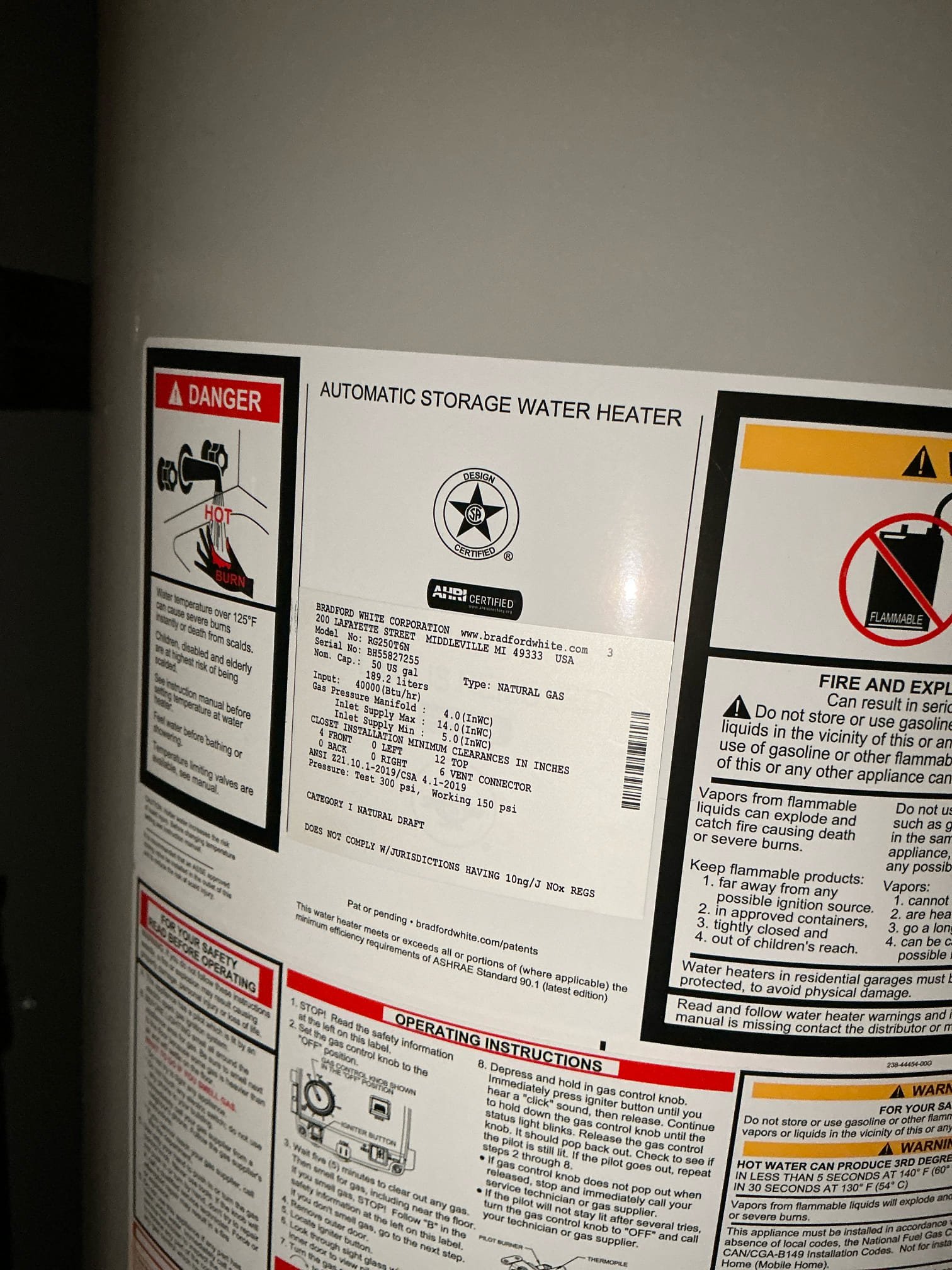 Performed complementary pressure check. Pressure is at 62 psi. Water heater and pressure regulator are newer. No issues with water pressure and no leaks found. Left estimate for new washing machine boiler valves.
