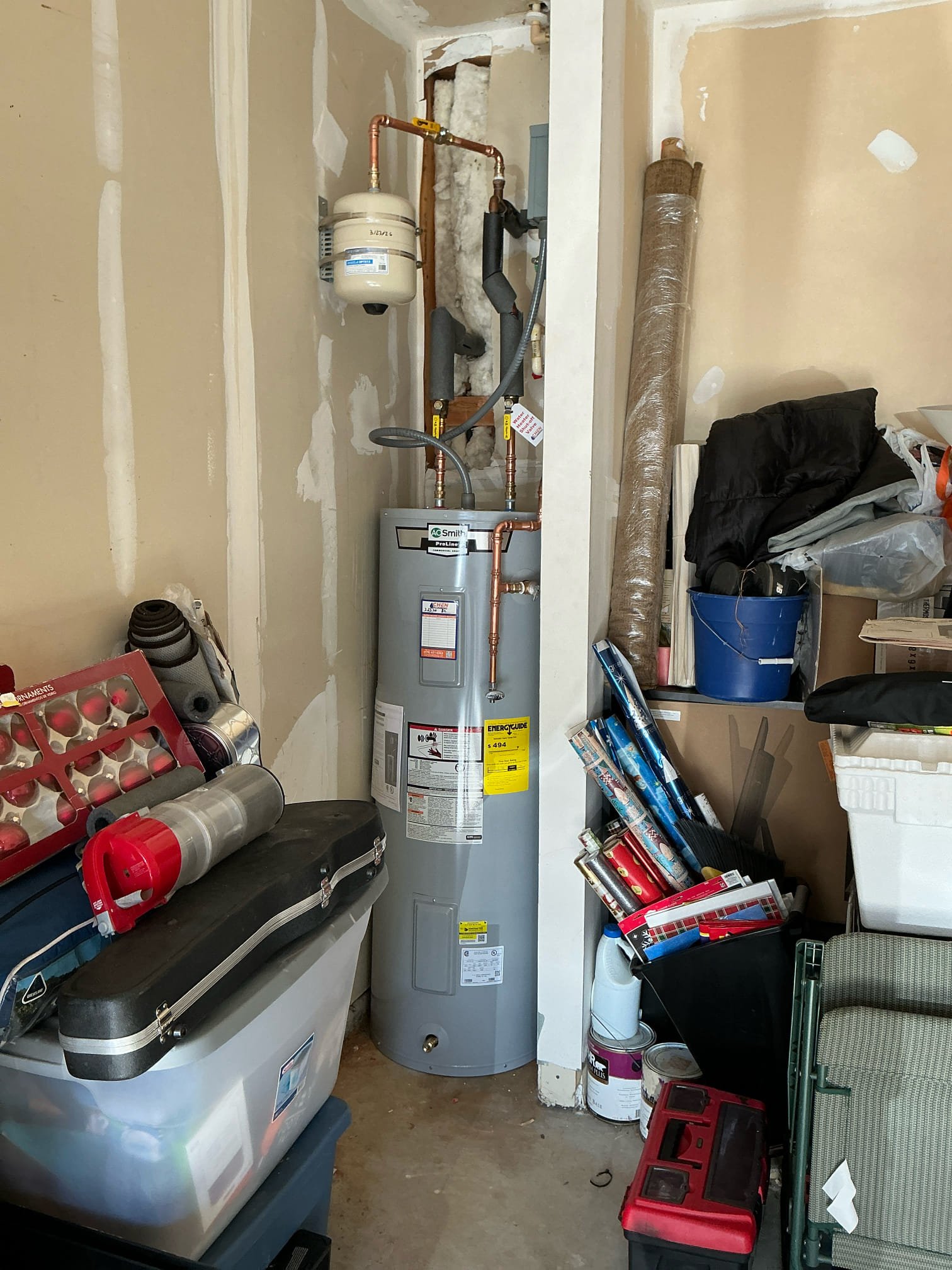 Customer called us out for no hot water, after doing our initial evaluation, we determine that either the elements or the thermostat was bad on heater informed customer that we could fully rebuild unit but unit was to the age of replacement anyway customer agreed on replacement of water heater.



Furnished and installed 50 gallon tall water heater as well as replaced thermal expansion tank our work has thoroughly tested. The power to the heater has been confirmed with photographic evidence.