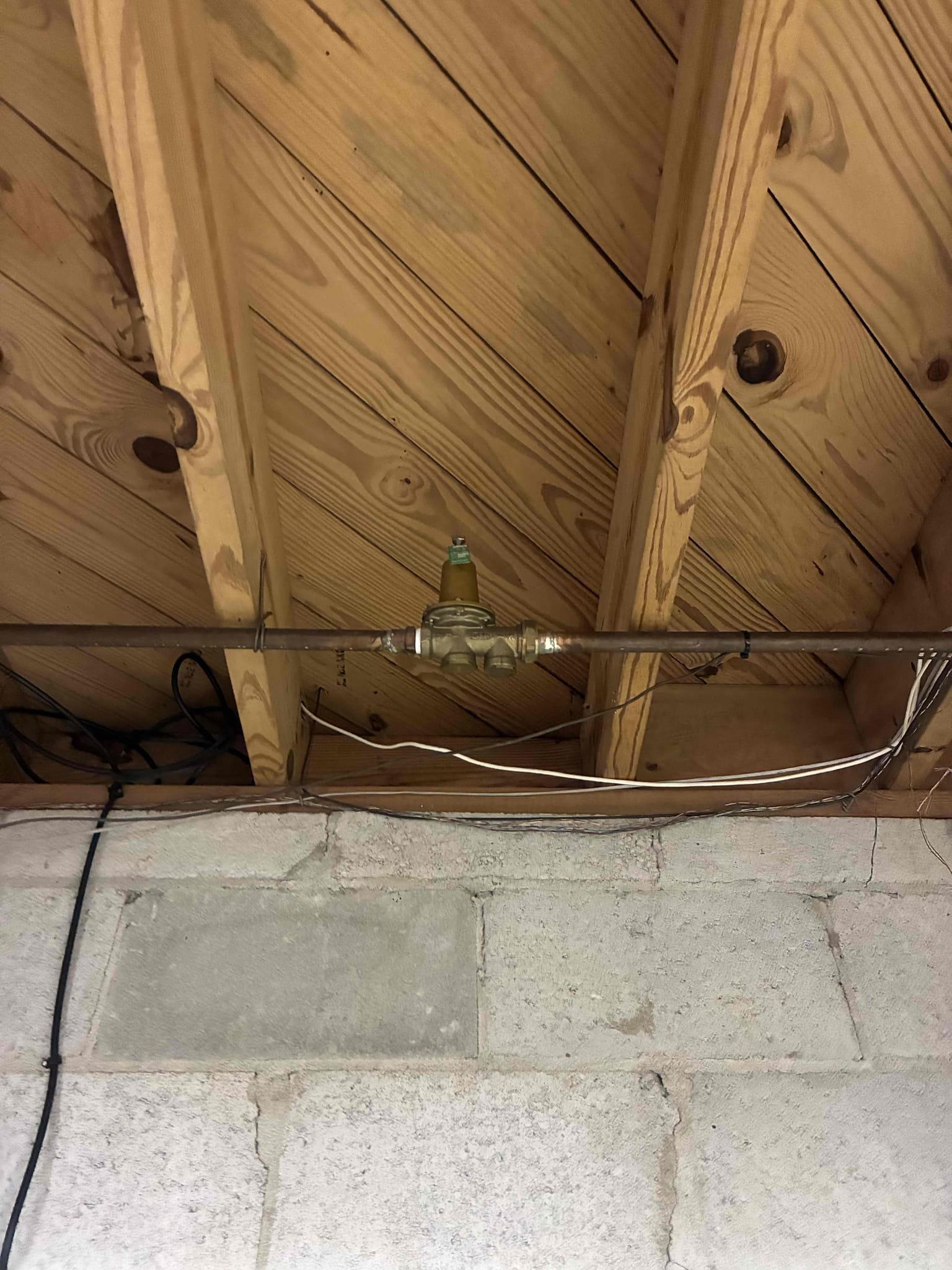 Customer had leak coming from shower cartridge. Customer attempted to remove handle but stripped set. Screw was unable to get set screw loose had to cut/drill through handle in order to replace cartridge. Customer is ordering new handle. Also check pressure found pressure to be at 75 psi and suggested to replace PRV. Gave options for replacement/repairs.  Replaced shower cartridge with 1400 series Delta type P. Also replaced PRV in basement. After work was complete check for leaks and proper function.