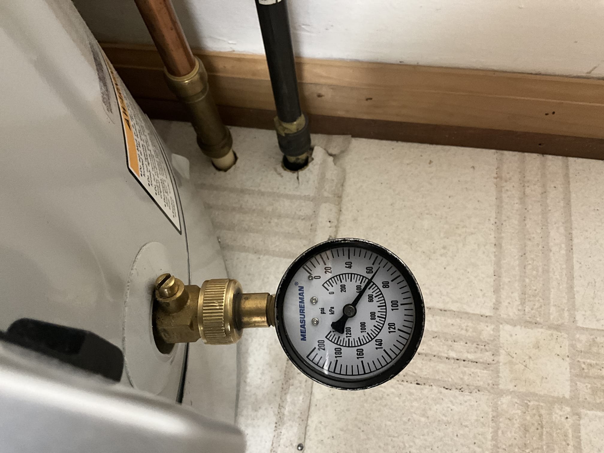 Performed annual win with Chen inspection of member’s home. Work that needed to be done, and what was noted to customer is the work as follows:
- Replace failed thermal expansion tank
- Replace both three handle shower valves (one leaks from the handles and has heavy corrosion, other was per customer request)
-Replace stops under two lavatory faucets and all three toilets
-Replace p-trap under basement lavatory 
-Install a new washing machine box

Gave optional price for Flo by Moen due to the amount of galvanized pipe in the home. Sewer inspection showed no concerns. There are general concerns for the overall age and condition of plumbing in the home, the most important and concerning issues have been quoted for being addressed.

Customer opted to replace the TET today and will contact the office for scheduling to break up the other quoted work. Tested all work with the thermal to ensure proper function and no leaks, none were found. Inflated new thermal to 65 psi. Applied customer’s 