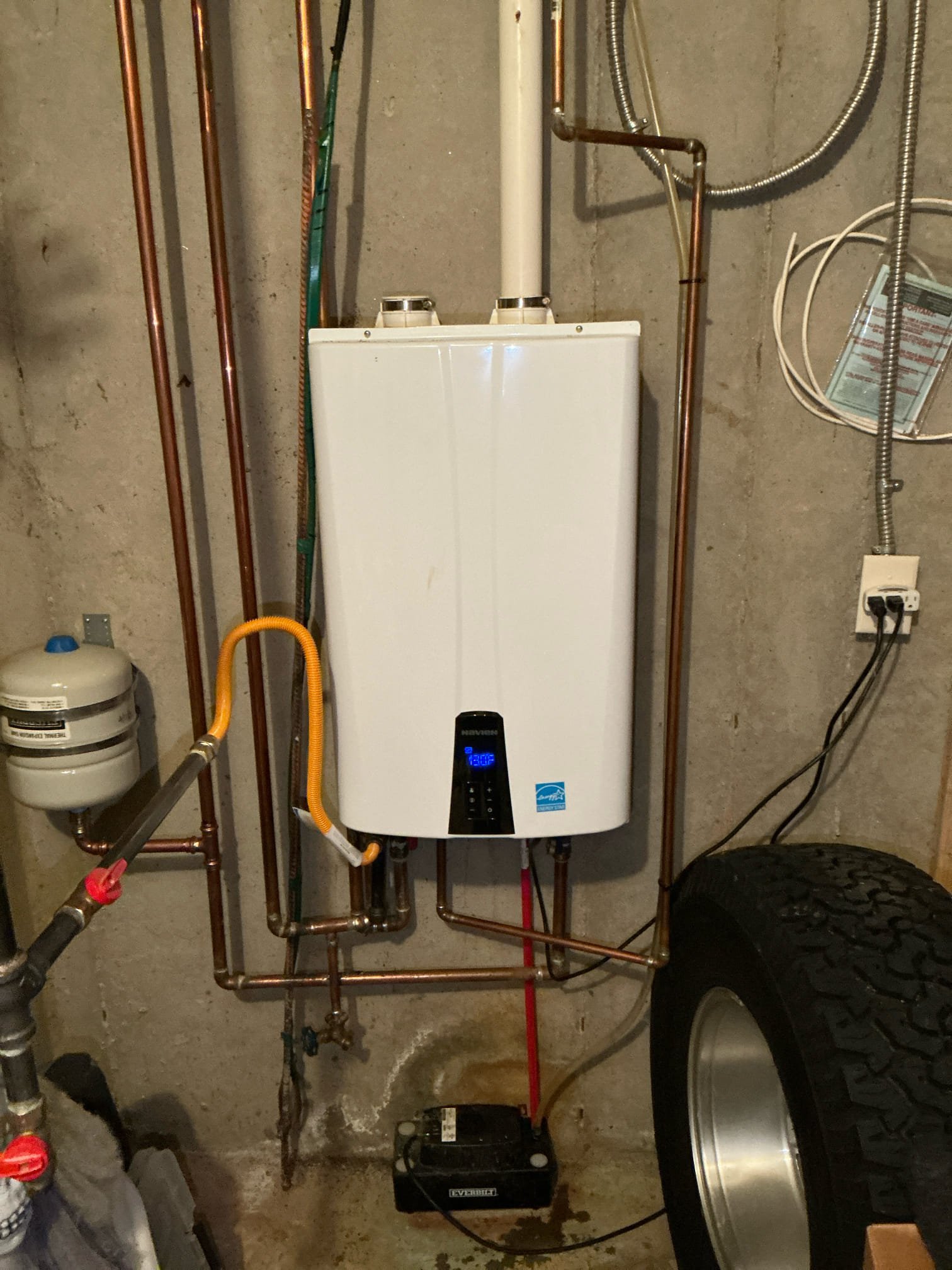 In powder room toilet. Rebuild toilet with new fill valve, flapper, and toilet supply line. Test for proper operation 