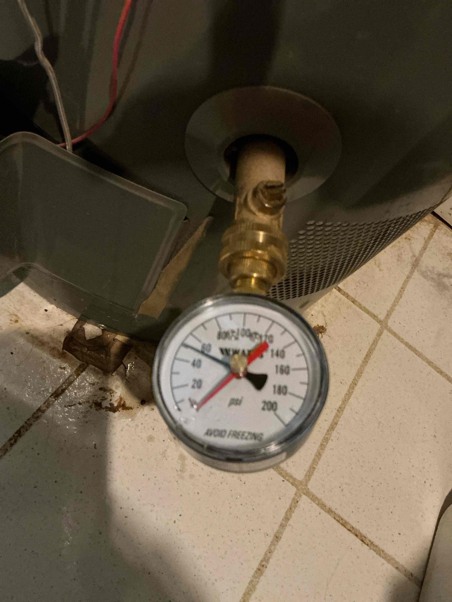 Performed complimentary pressure check. Pressure is at 55psi. Regulator is working properly. Left estimate to replace water heater 