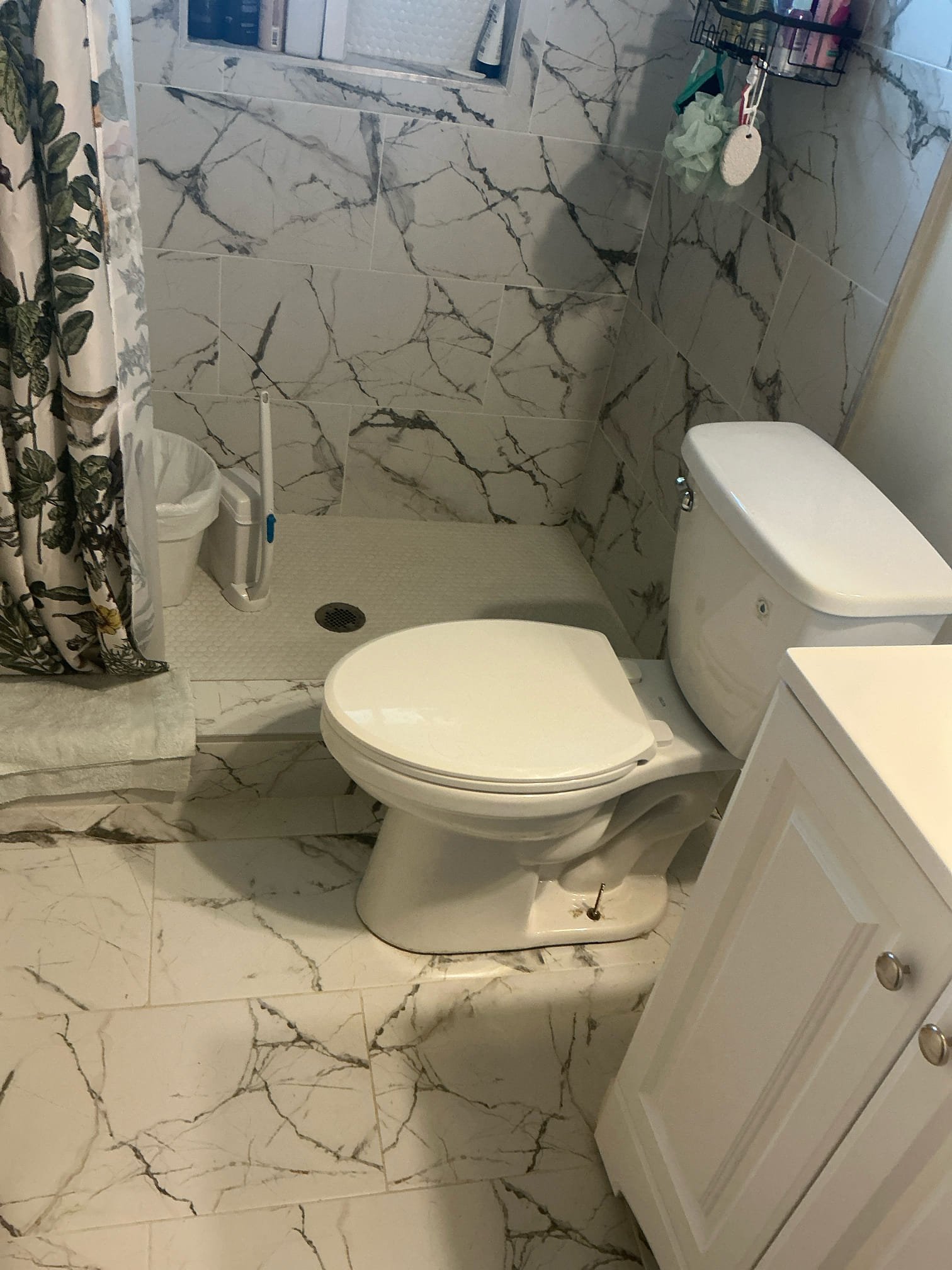 Found toilet sitting about five inches away from wall. Customer wants toilet moved closer to wall and replaced with new Kohler toilet in hall restroom. Customer wants a 3/4 horse disposal installed on kitchen sink. Customer has been informed that we do not repair tile or Sheetrock. Informed customer that there is a chance that tile can crack when drilling through for new toilet drain and we would not be liable if tile cracks. Customer has to have electrical ran for disposal and wants to complete job after electrical has been installed.