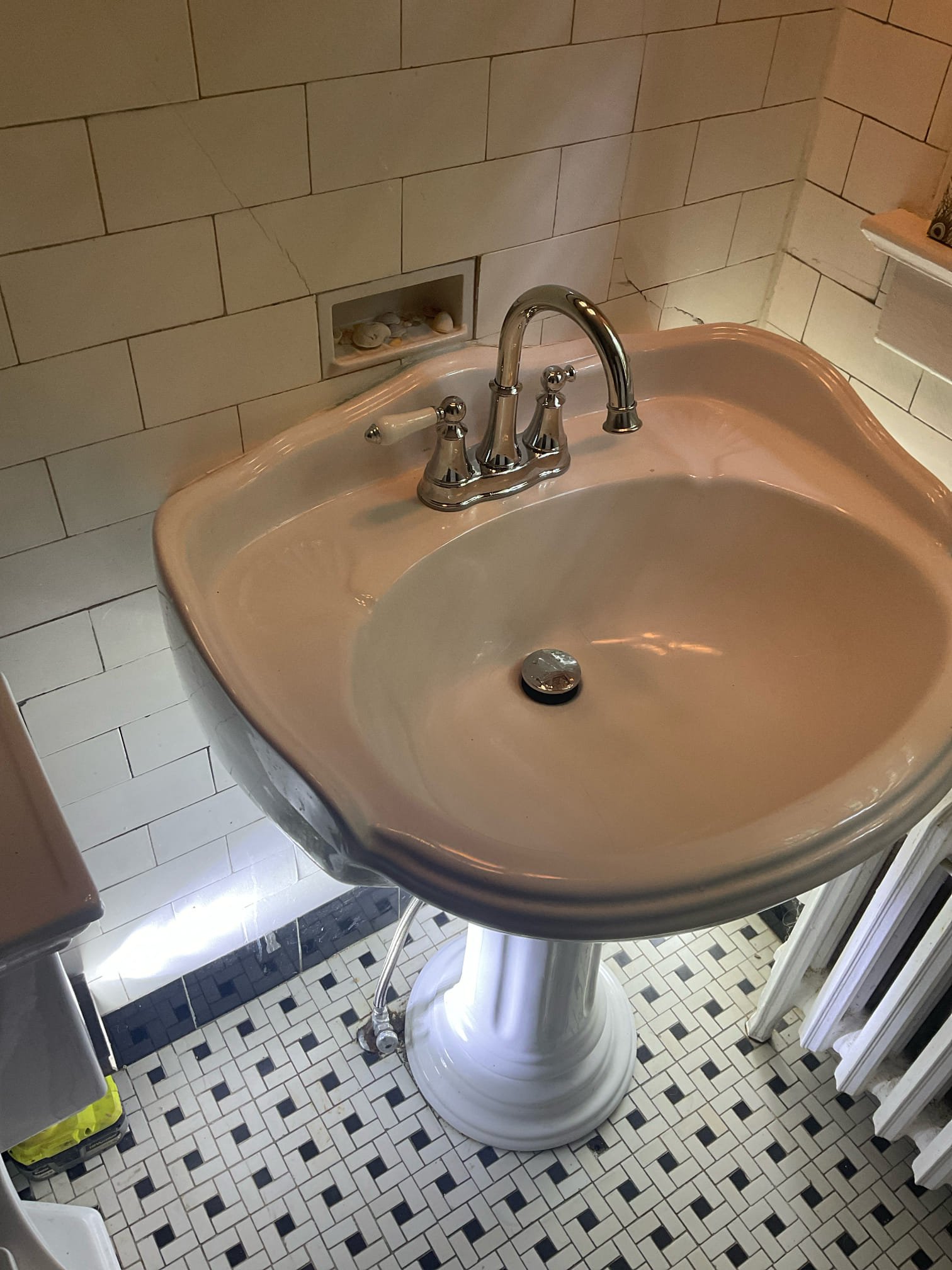 Today we Replaced upstairs delta shower faucet cartridge, we replaced downstairs hall bath pedestal sink faucet with supply price Pfister faucet , also installed new chrome p trap and supply line , snaked drain with sewer machine , discussed with customer and signed for membership as well as, thank you 