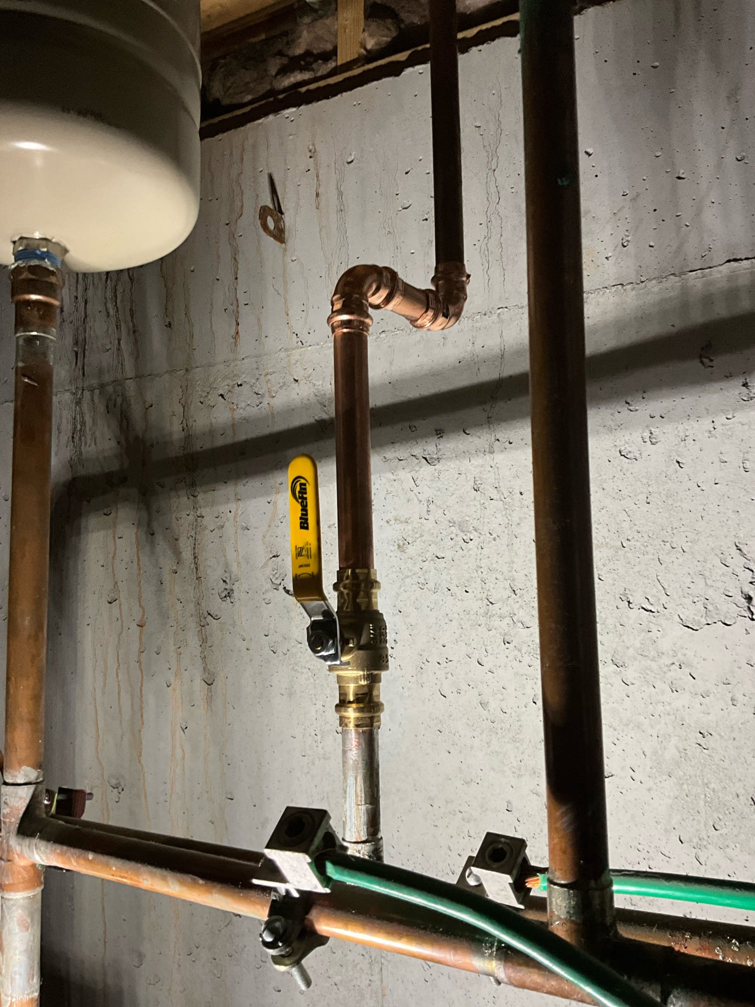 Return to complete quoted work.

Removed failed PRV and installed new valve. 

Replaced both thermal expansion tanks on the water heaters. 

Replaced corroded valve for hot water outlet line on water heaters.

During this work we also noted that there is rust along the bottom of the water heaters. The internal glass liners are likely ruptured due to high pressure, and I recommend planning on replacement. Corrosion inside the copper waterlines is also already systemic and I’ve reached photos of the inside of the pieces we exposed. I strongly encourage installing a whole house water filter to help reduce corrosion.

I also cleaned hair blockage in upstairs bathroom sink as a courtesy.