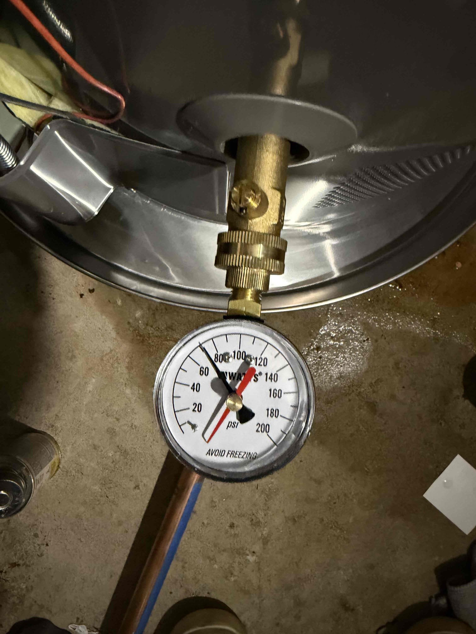 Removed existing water heater and hauled away. Installed new gas line for water heater and tested. Furnished and install new 50 gallon gas water heater with new tank shut off and thermal expansion tanked. Also installed drip pan under heater. Tested all work and no leaks present at this time. Cleaned up work area. Also was able to adjust Prv for pressure to be below 80 psi. 