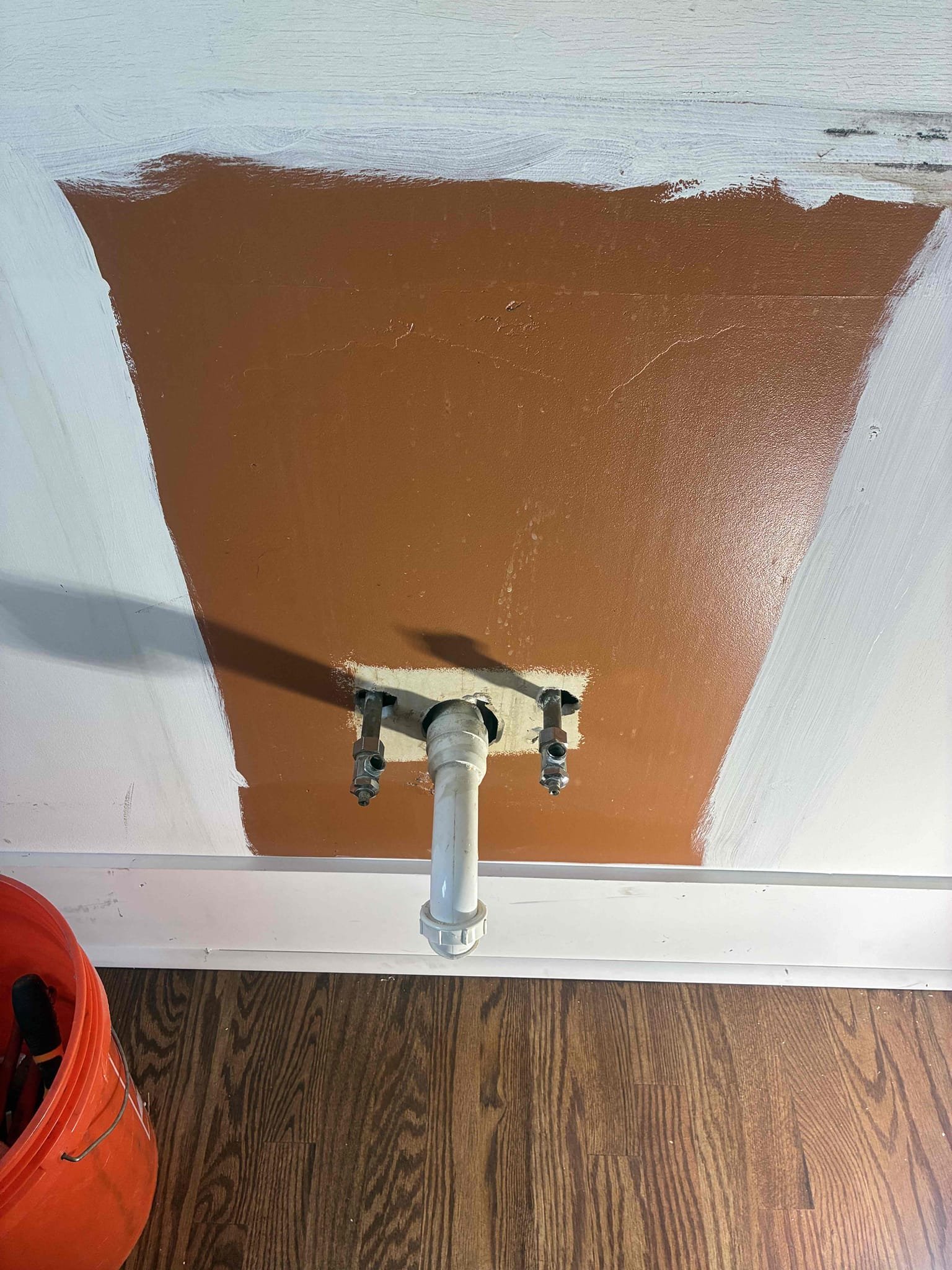 Customer had drainline interfering with new vanity placement. Gave options to alter plumbing. Cut wall to move drain work up a few inches in order to allow for vanity to set. Also replaced both stops to update hardware. After work was complete, checked for leaks and proper function. 