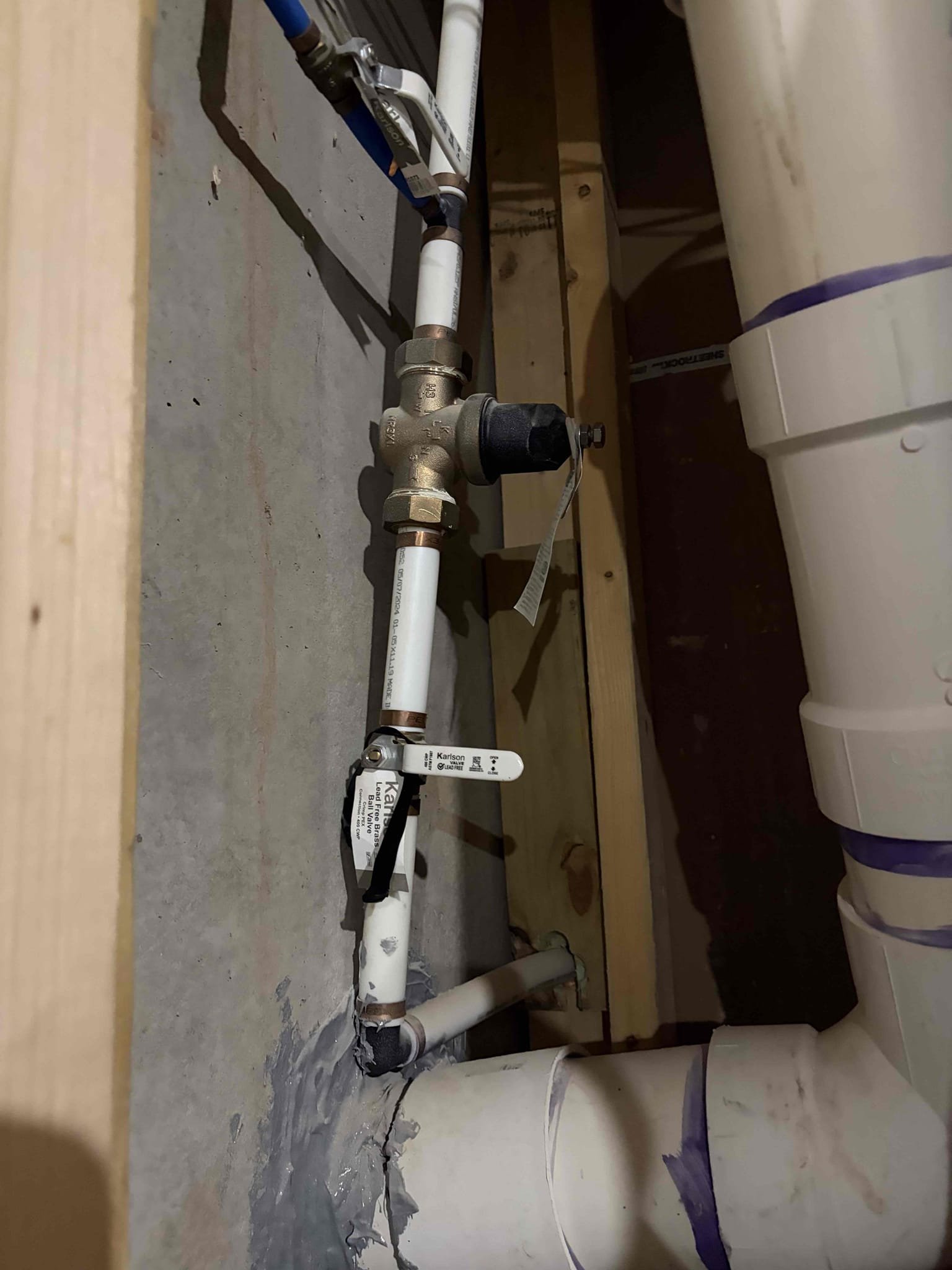 Replacement of the pressure reducing valve due to the fact that the current one isn’t the greatest material with it being plastic and brass the homeowner wants it be all brass configuration.
Customer also has a vent pipe that is goes to nothing and doesn’t connect to any other drainage systems. I recommend to cap the line to prevent a sewer smell.

We went ahead and replaced the pressure reducing valve from the zone NR three XL to the Watts 25ABPRV the 1 inch configuration. The main reason why we replaced it is because the customer wanted us to he wanted to all brass rather than brass in plastic so therefore we went ahead with what he wants the customer was already sitting at 60 psi and that is what it sits at now currently there is nothing wrong with the original pressure reducing valve. The customer just wanted it replaced For a more high-quality one so that’s what we delivered. The customer also had a weird sewer smell coming from the basement they have a surge ejector pump in the b