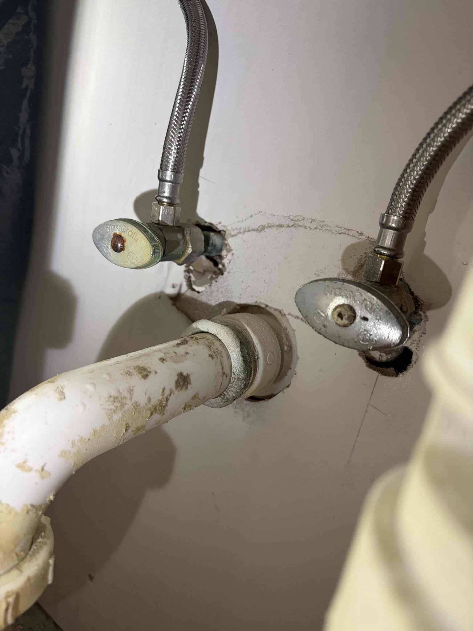 Replacement of the laundry sink faucet supply lines
For this customer, the supply line for the laundry sink in the basement was leaking the shut off valves for the laundry sink worked. However, the cold supply line was leaking so what I recommended is instead of just replacing one of them we go ahead with the replacement of both of them just so it eliminates the leak factor of if it will happen again the customer said let’s go ahead and do it so that’s exactly what we did today Went ahead and knocked out to supply line replacements for the laundry sink. Water pressure was good 60 psi with the tankless fairly newer at this time. Everything is working properly put all the boxes that we took out of the utility room back in the room so the CUSTOMER didn’t have to, and they are all set.