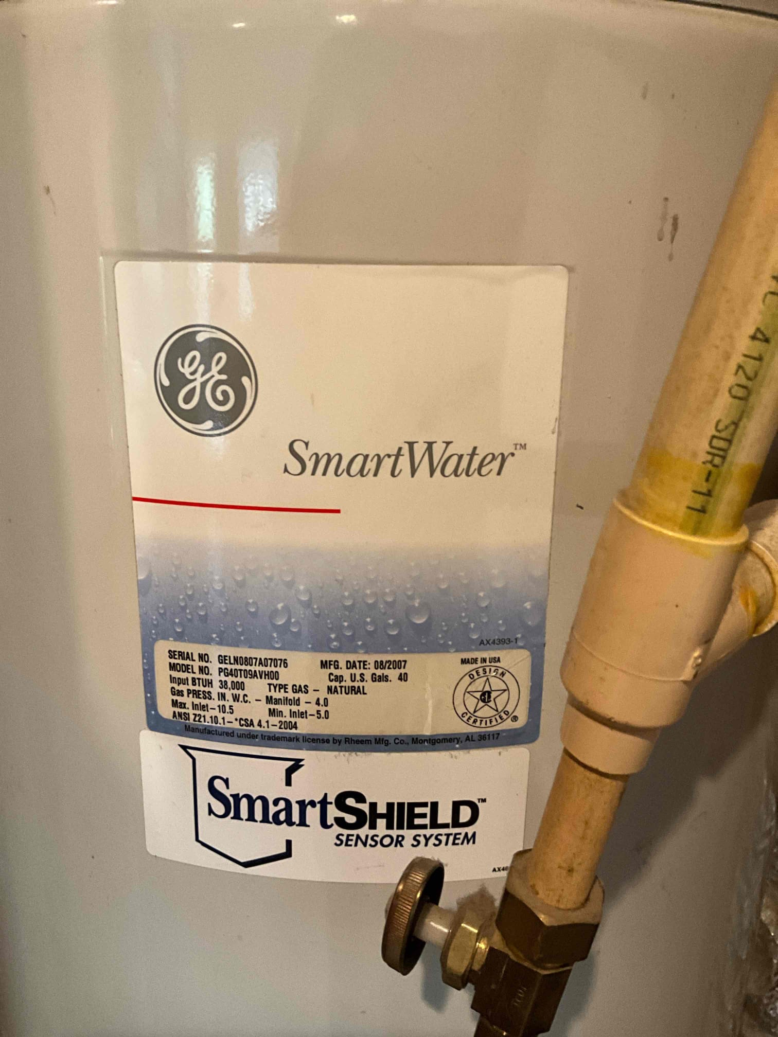 Replaced PRV as water pressure was at 110 psi. New pressure set to 55. Room to increase the pressure once the tank has been replaced. Customer going to call in to replace the water heater once they are ready. Tank has slow leak currently leaking into the crawlspace through the floor. 