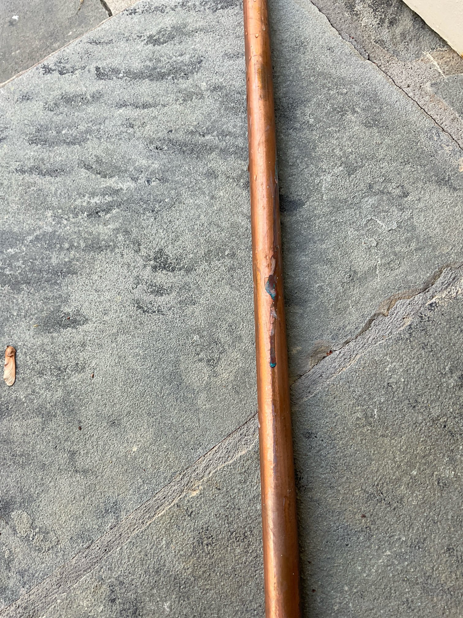 Today we checked water in basement floor again , we found another leak behind half bath in main floor , we cut few holes found the leak from a copper pipe ( pinhole leak ) , we cut out that section and fixed with new copper pipe and propress fitting , we cleaned job site , this job is not included fix drywall back 