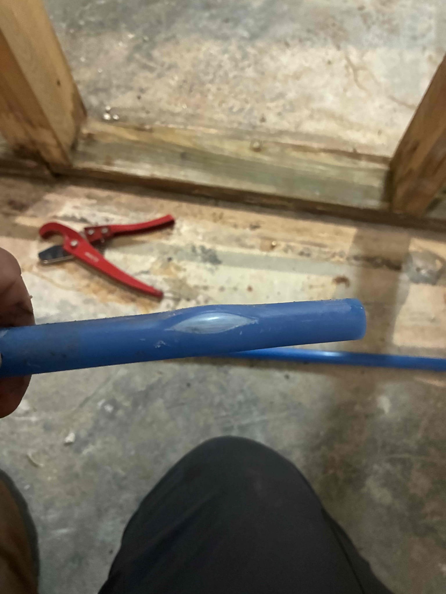 Shut off water to home and drain system. Cut out and replace section of ruptured pipe and old hose spicket. Install new hose spicket and section of pipe. Test for proper operation. Told customer will replace shut off valve if necessary. Shut off is good ball valve and not in need of replacing. Tested all work and no leaks found after work completed 