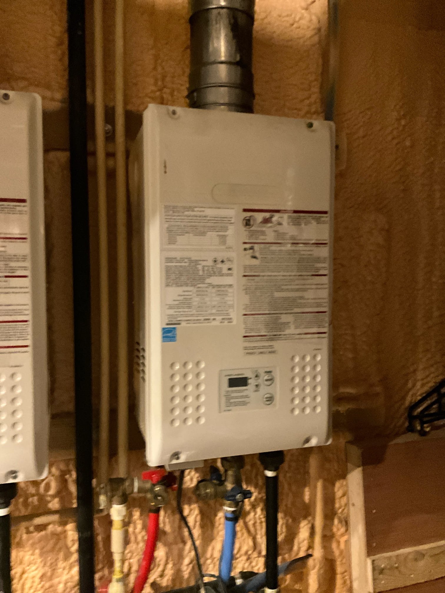 Call for toilets not working.

Arrived and met with Ashley (house keeper). She showed me three toilets that had issues.

Inspection revealed the following: Office toilet has been worked on, and universal parts were installed that are not compatible with Kohler one piece toilets. Flapper is failing, and handle is catching along tank wall.

Guest bathroom toilet with ghost flush shows age on components. Fill valve and flapper are deteriorating. This is a Toto one piece toilet.

Daughters bathroom has the wrong fill valve installed, and it’s pushing up on trip lever, causing a constant running toilet. There is also mildew or mold in the tank.

When checking pressure I found that the pressure was inconsistent, and read at ~70 psi at around 1030 am on a weekday. When checking pressure pressure I discovered that the tankless water heaters had several significant concerns. The right side has been shut off and discontinued. The left side unit was flashing an error code and I can hear the unit 