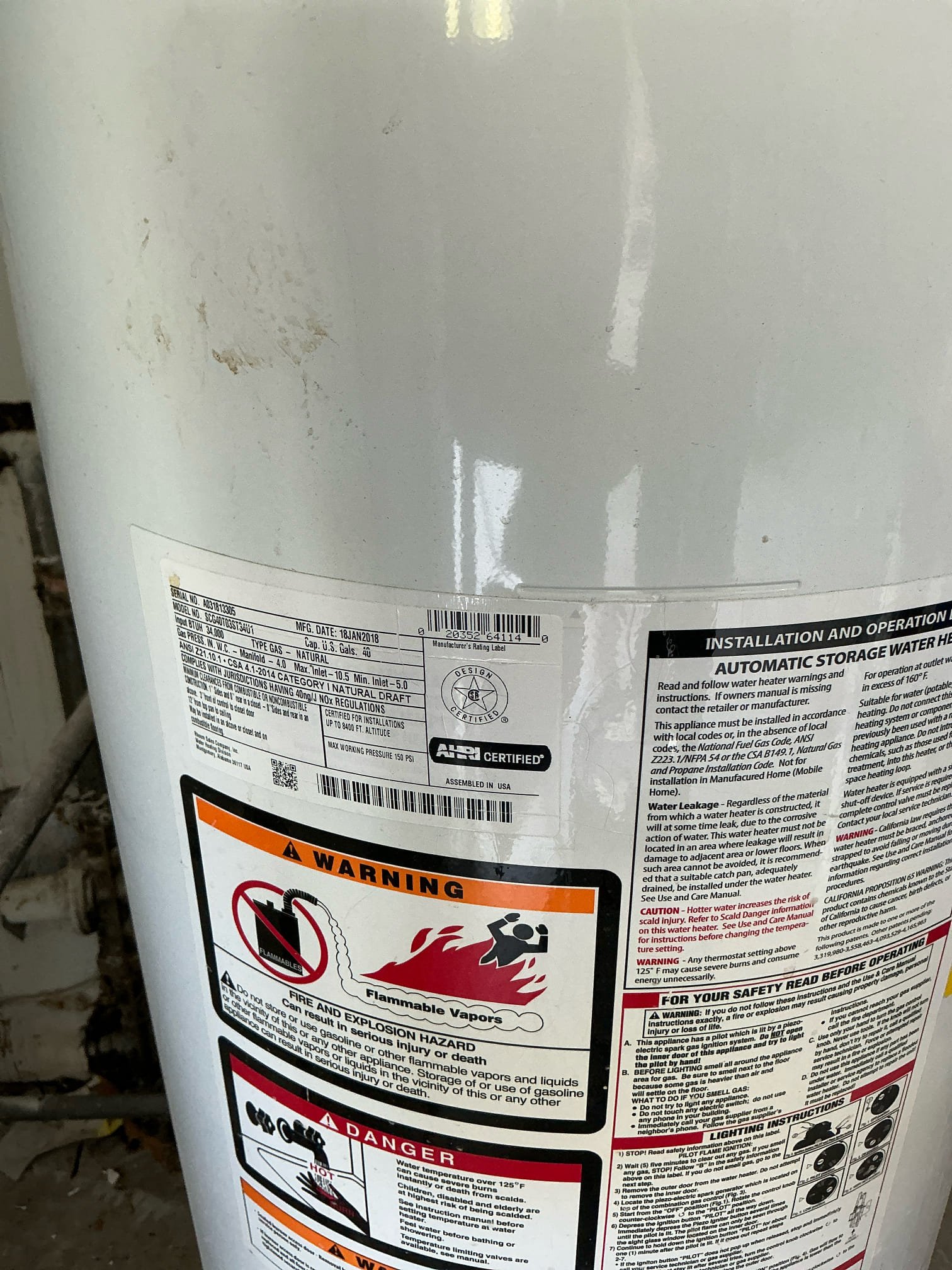 Customer getting brown water out of faucets upon arrival. Customer stated the issue has cleared now but a few days ago she was getting brown water. Made sure customer did not have a leak in the yard that was allowing dirt into the lines. Customer did not have a leak. Inspected water water heater and found it to be 8 years old. Customer stated she was wanting to replace it due to the age and the color of the water that came out of the drain. Informed this could help with the issue of dirty water but a filter would do it best. Gave customer both estimates and customer chose to just do the water heater since the dirty water issue had stopped. Installed new 40 gal gas tall Rheem water heater with a new thermal expansion tank, shutoff valve, new pan, new gas whip with a shutoff. Turned water back on to unit to check for leaks and found no leaks. Fired up unit and set it to the correct temperature. Water heater is fired up and working properly. Customer will have hot water within 45 minutes 
