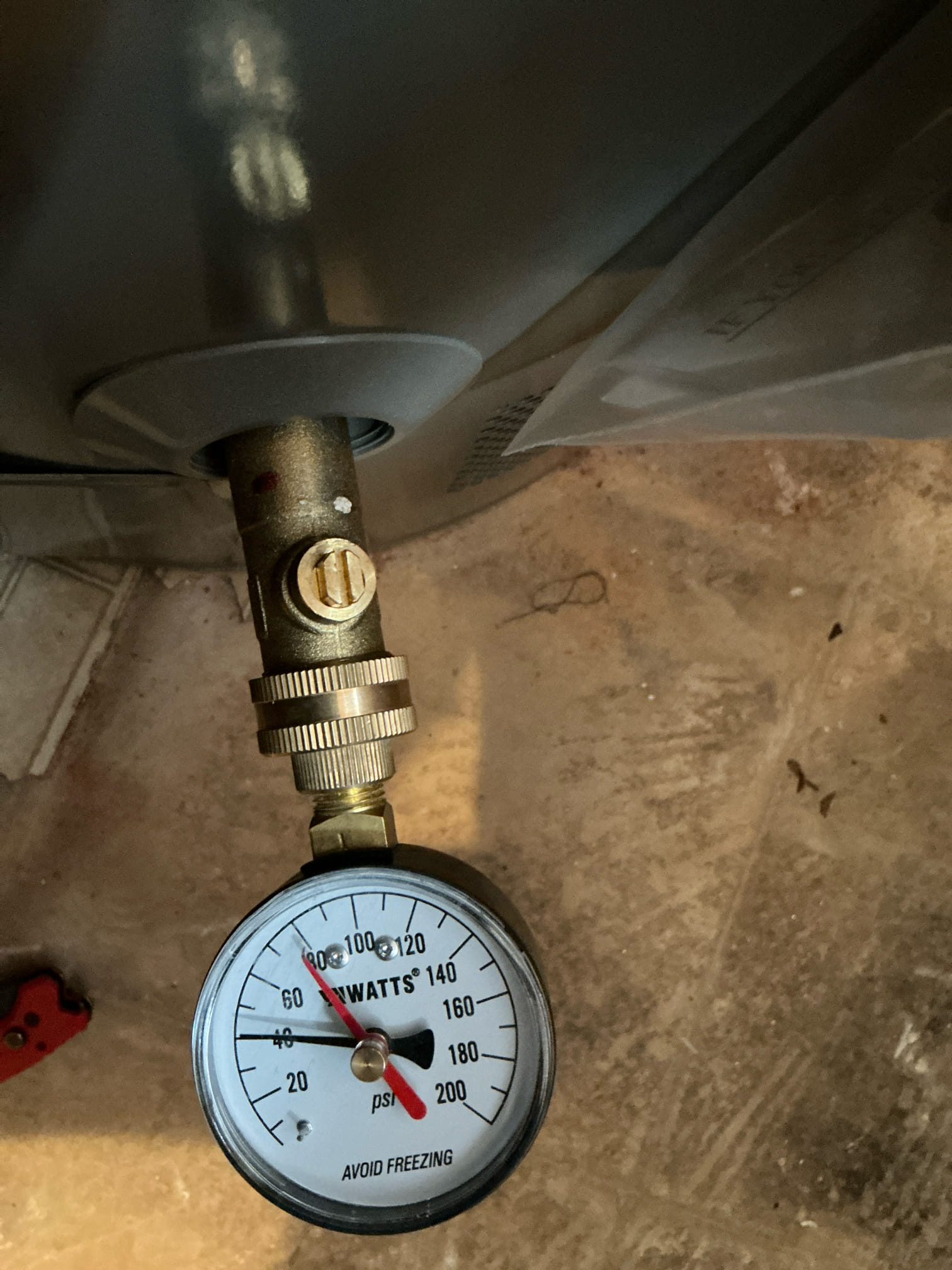 Found pressure at 40 psi. Prv is less than one year old. Turned Prv up to 60 psi.