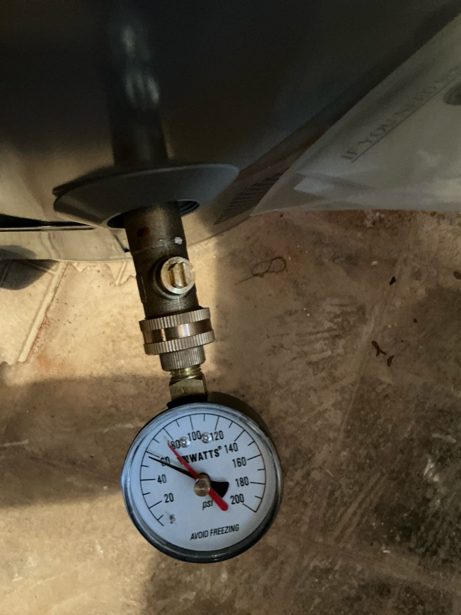 Found pressure at 40 psi. Prv is less than one year old. Turned Prv up to 60 psi.