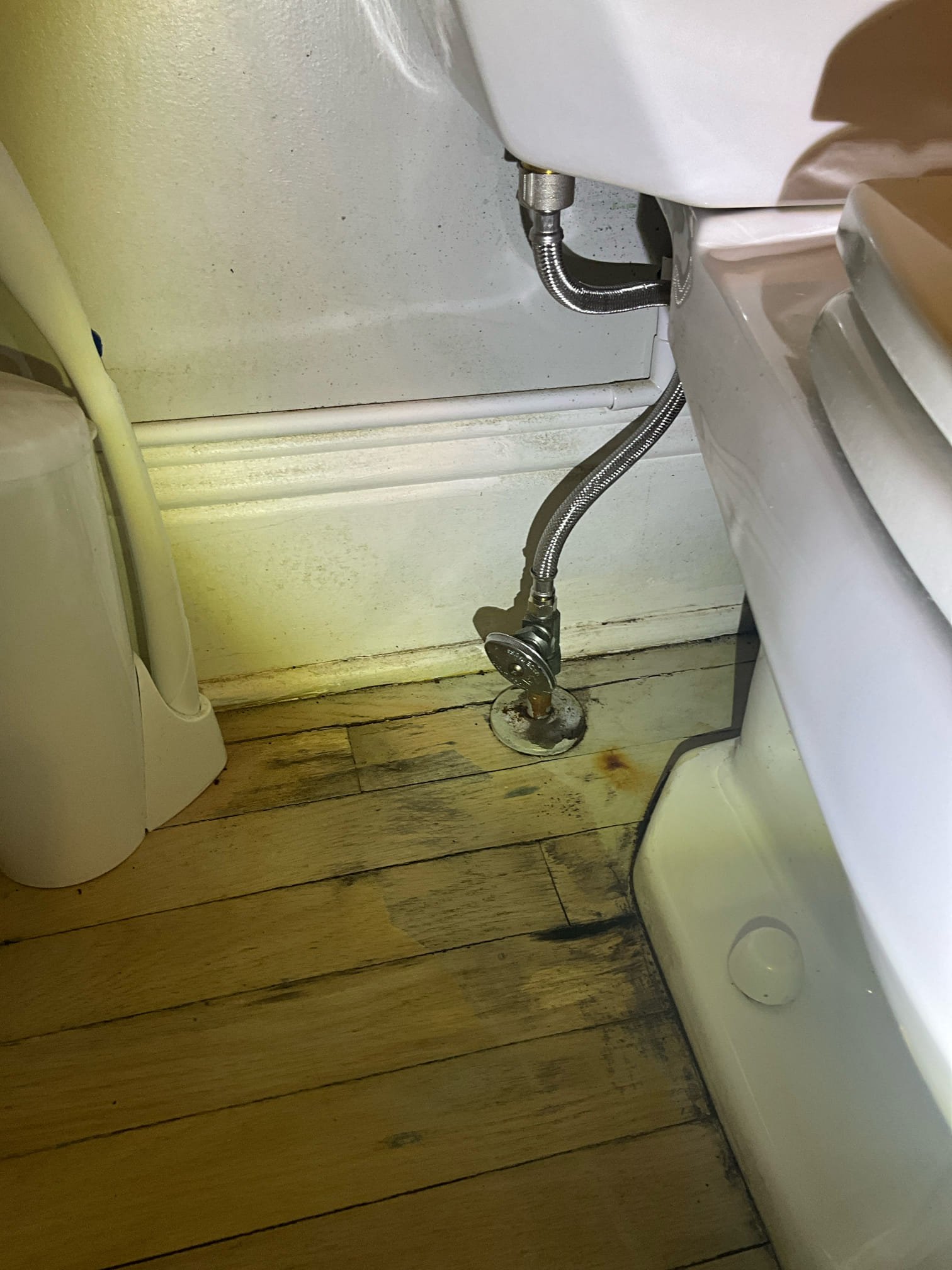 Customer had a toilet leaking severely from the tank to bowl connection in the powder room. There was a leaking widespread lavatory faucet including the same bathroom. The primary bathroom on the second floor had two pedestal sinks missing pop up assemblies. Customer also had questions regarding a new toilet seat to replace existing seat with missing paint. Gave customer options for a new widespread faucet, two new pop up’s, as well as multiple toilet options. Customer opted to repair the existing toilet and declined further work since house is going to market. Tested work thoroughly to ensure proper function and no leaks. None were found. 