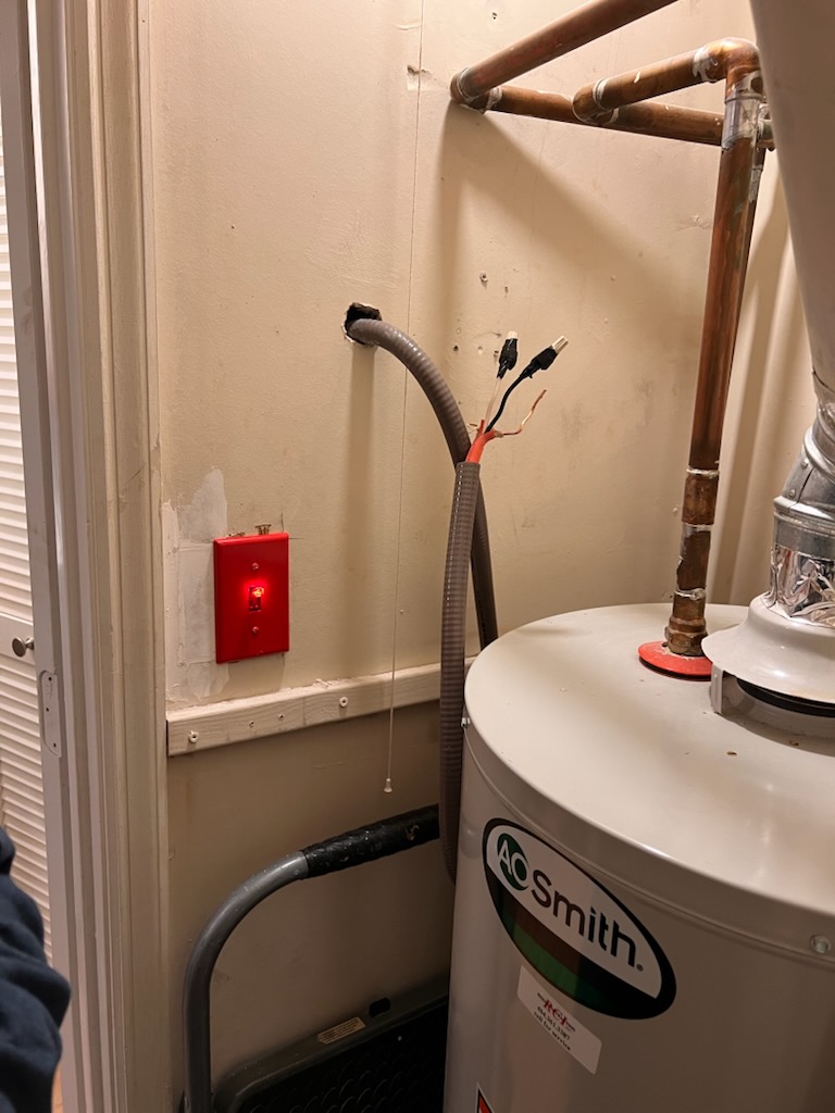 Gave estimate to replace 40 gallon natural gas AO smith water heater in mechanical room with new 50 gallon Bradford water heater. Work to include replacing gas valve and capping gas off. Installing water heater pan and running drain for pan to existing furnace drain. Will replace water heater gate valve with new ball valve.