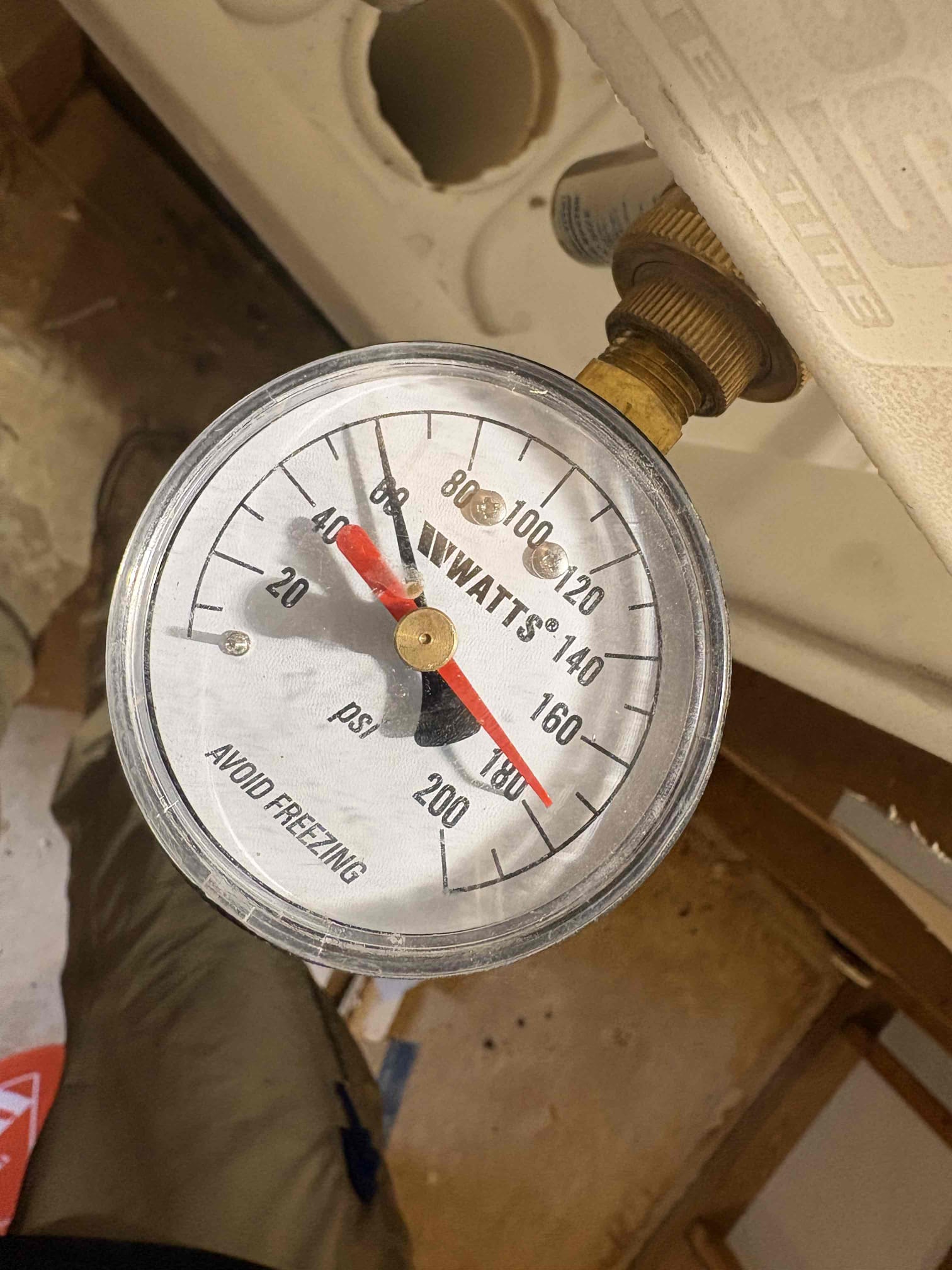 Client called us out due to provision finding a leak behind the wall on the pressure regulator when they removed the Sheetrock from the water damage that occurred. Also behind there were the water lines for the laundry box and shutoffs, the front hose connection, and the tie in to go to the rest of the home. Client did not want any possibility of water damage occurring there again, and there was some heavy rusting on the laundry box as well as the shutoffs for the whole house and that front hose connection were not accessible for use. We moved the lines a little bit so that client could have an access panel put in to the left of the washing machine in the Sheetrock wall, so those shutoffs and that pressure reducing valve are serviceable in future. We replaced the front hose connection from outside to inside, adding a ball valve shutoff per code. We added new pex A shutoff for the whole house and also a new watts pressure reducing valve with the pressure set right at 60 psi. Mounted the