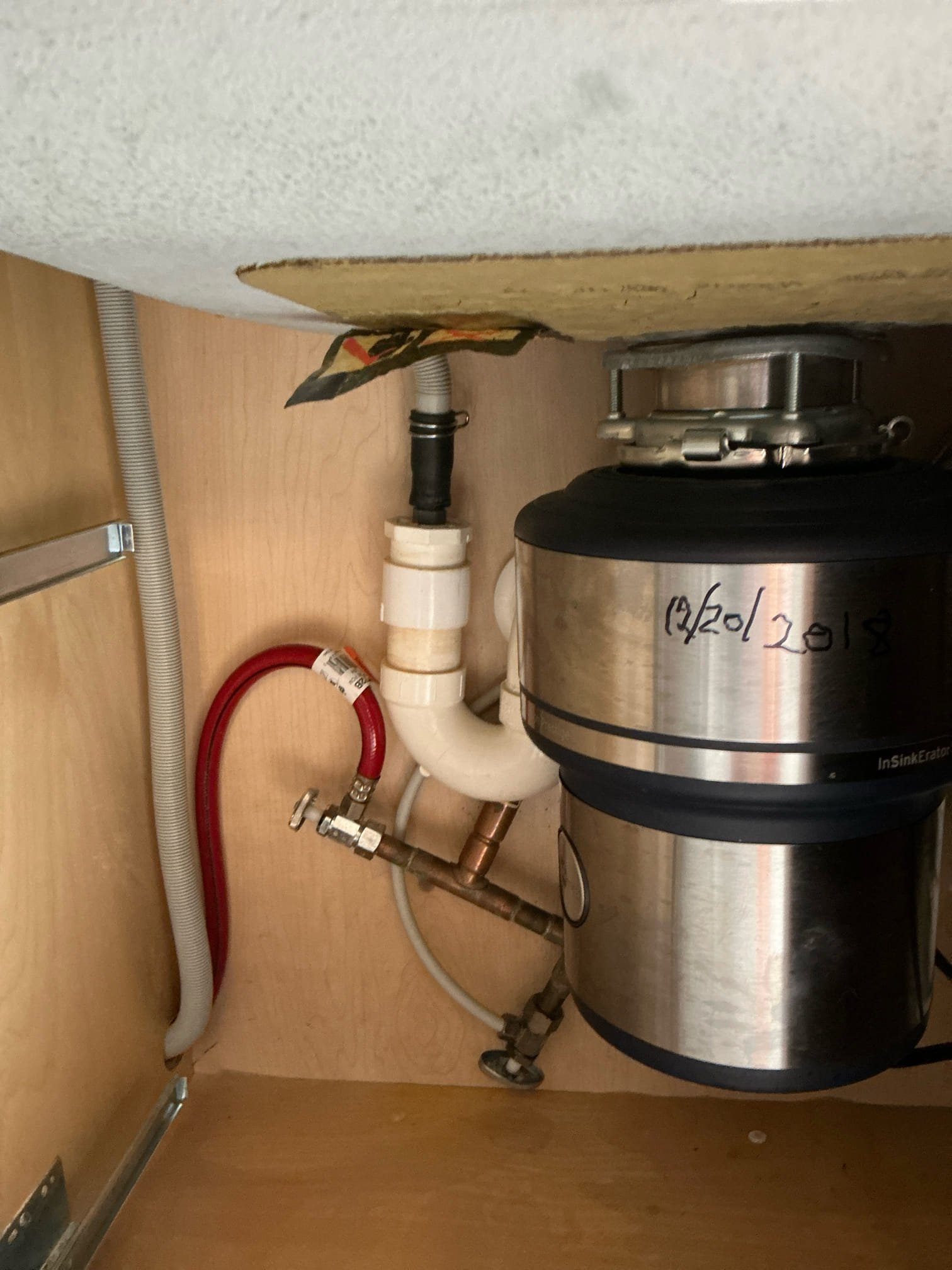 Found dishwasher drain clogged. Disconnected dishwasher flex drain from glued in ptrap and ran hand auger through drain to clear blockage. Ran dishwasher a couple of times to test.