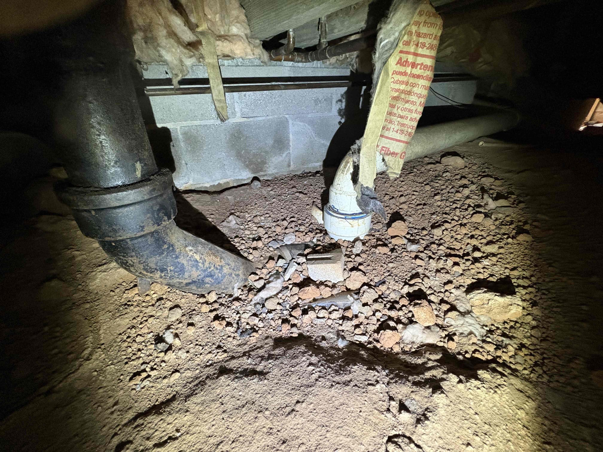 Came out to give estimate on replacing the remainder of the old cast iron drain pipes in the tight tight crawlspace area. 

Water pressure good at 70 psi. 
Waived SF. 