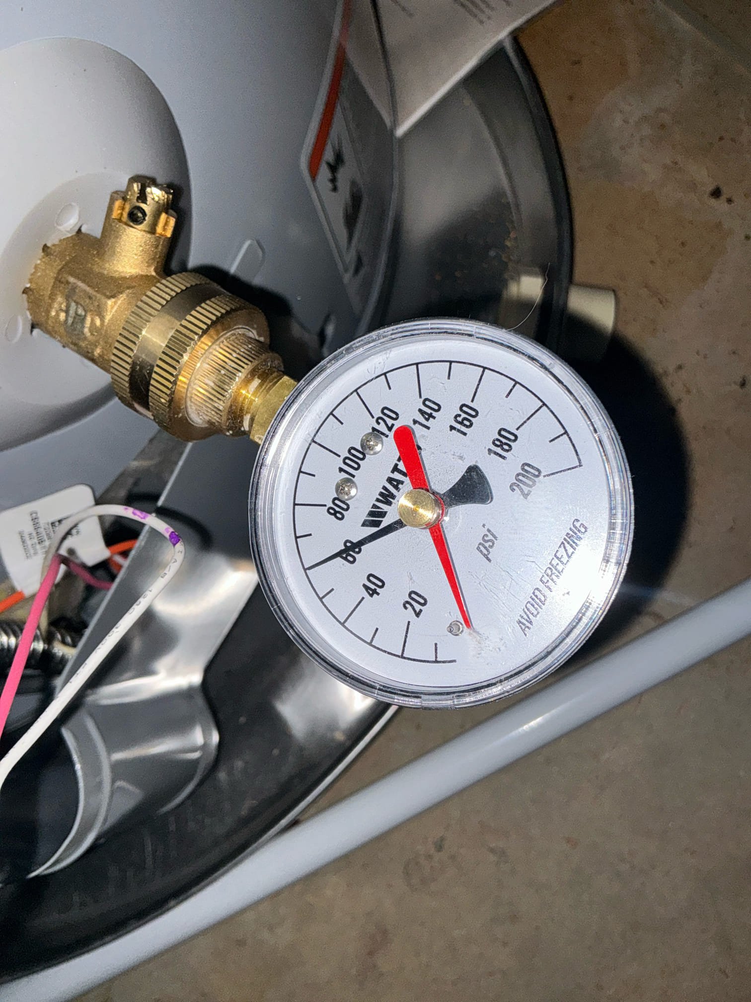 Rebuild master bathroom toilet with new fill valve, flapper seal, and toilet supply line. Install new service stop and Test for proper operation. Install new handle. Recommend holding handle for stronger flush, currently not letting enough water through for a good flush.
Shut off water to home and drained system. Cut small section of Sheetrock to gain access to water lines feeding washing machine valves. Install new washing machine boiler valves. Test for proper operation 