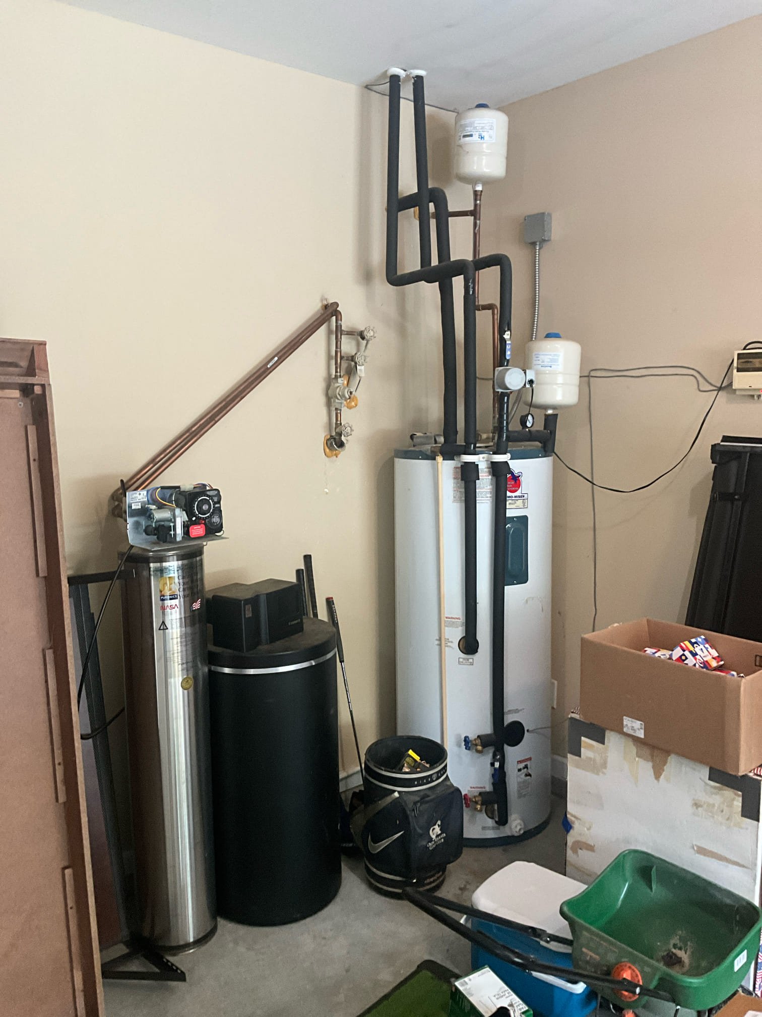 Customer had a water softener that he wanted removed from the water system in the home. Checked house pressure at 125 psi. Gave price to replace Prv and remove the water filter. Also left price for a new water heater. Customer expressed no desire to put a heater in that worked with the solar panels like the existing heater. Gave price to put a standard electric in and abandon the solar functions. Customer would like time to consider best course of action for the work to be done. No trip charge for water heater quotes. 