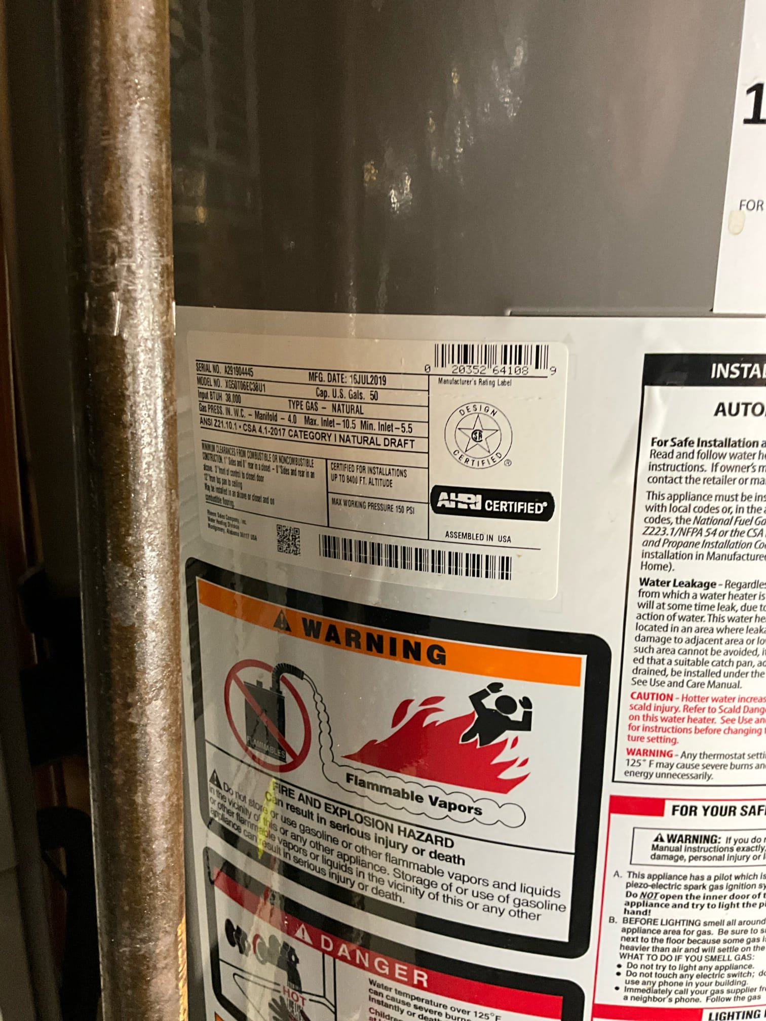 Call for leaking water heater in basement.

***Notes for Mark and insurance provider: Water heater was only 7 years old. Pressure regulating valve had a sudden failure on the plumbing system, resulting in sudden ruptured water heater.  Today, we also instlled a Moen Flo automatic leak detection and shut off device. 

Assessed problems and discussed multiple repairs, replacement, and upgrade options with Mark.

Today, we removed the failed pressure regulating valve. I installed a Navien tankless water heater. This included adjusting waterlines, gas service, installing new exhaust vent pipe,  condensate drain line. I also removed three bad sections of corroded copper pipe, and installed a dedicated shut off valve for hvac humidifier line. 

We installed. New shut off valve for the home, and located to be easier to reach without a ladder or stool. New pressure regulating valve on home. Additionally, we installed a Moen Flo automatic leak detection and shut off device. 

Cleaned work space
