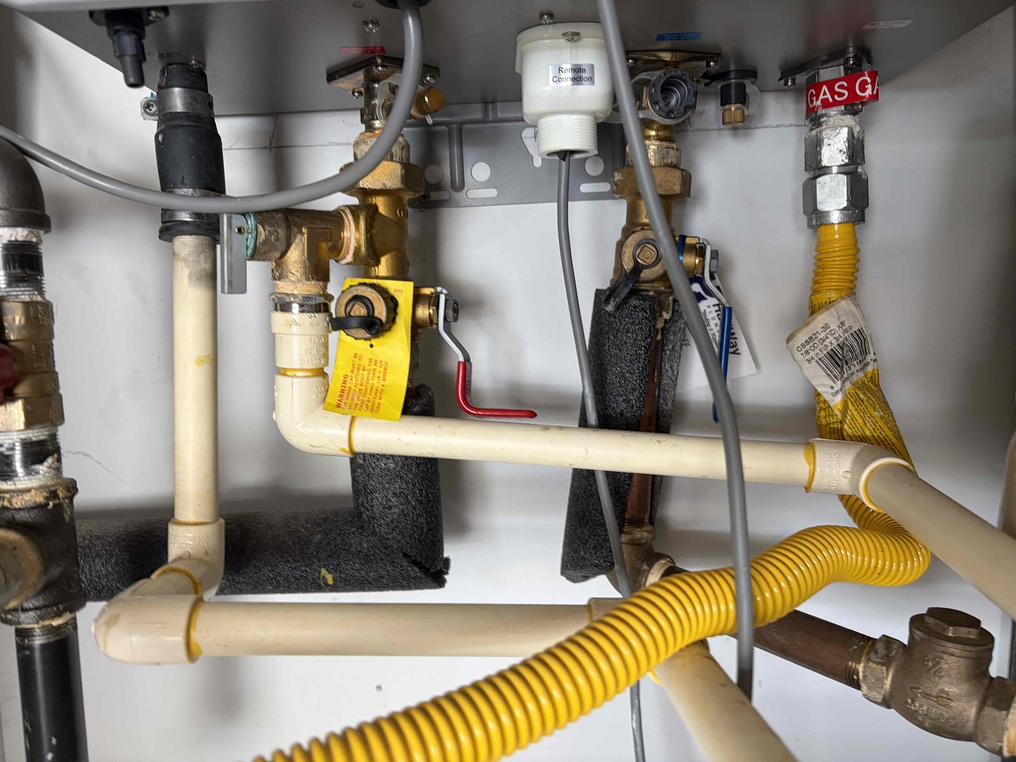 This customer wanted to make sure that he had bypass valves installed on his tankless water heater because he was planning on doing the flush himself however, I recommended him to do our membership that includes the tankless flush for our annual visit without in mind he instead of spending the $390 on the flush. He would actually pay the 240 for the year and get all the special benefits. It comes with membership so that’s what he decided to do. His water. Pressure is fine. His tankless is fine as well. 