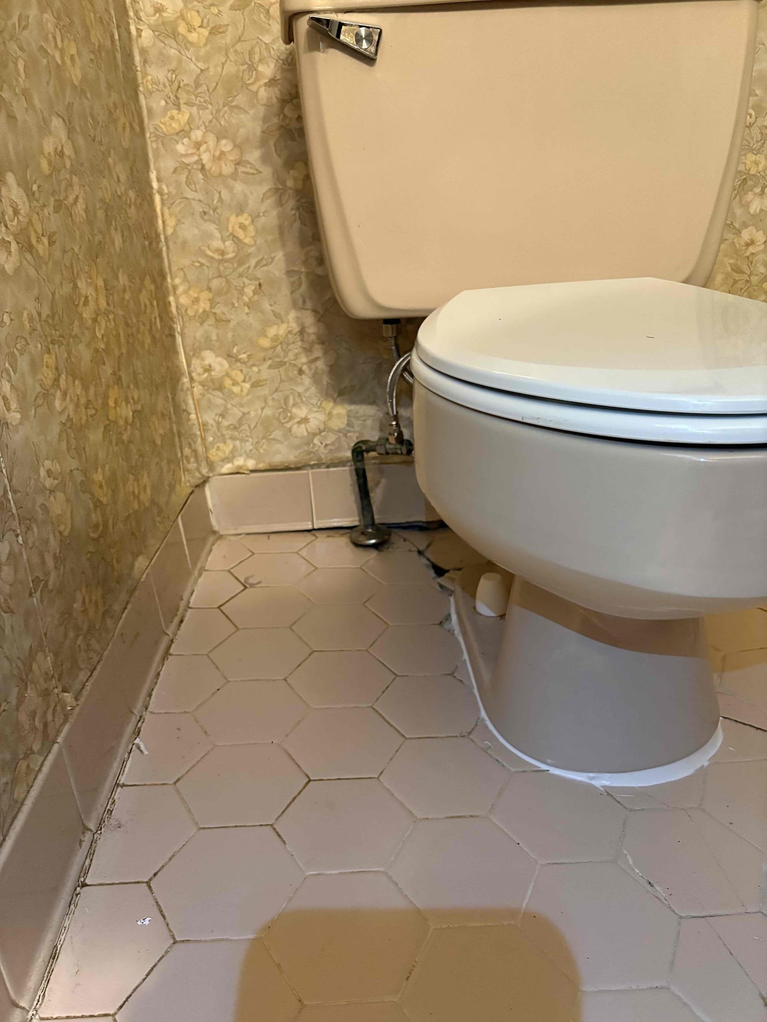 Diagnosed water leak in kitchen causing water damage. Found pin hole leak on copper line in kitchen ceiling. Shut off water to home and drain system. Cut out section of failed and leaking copper pipe, replace with new copper pipe. Test for proper operation. Also in upstairs master bathroom rebuilt shower with new stems and trim kit. In hallway bathroom downstairs pulled and reset toilet that was rocking with new bolts, new wax ring, and new toilet supply line. Tested for proper operation and no leaks found after work completed 