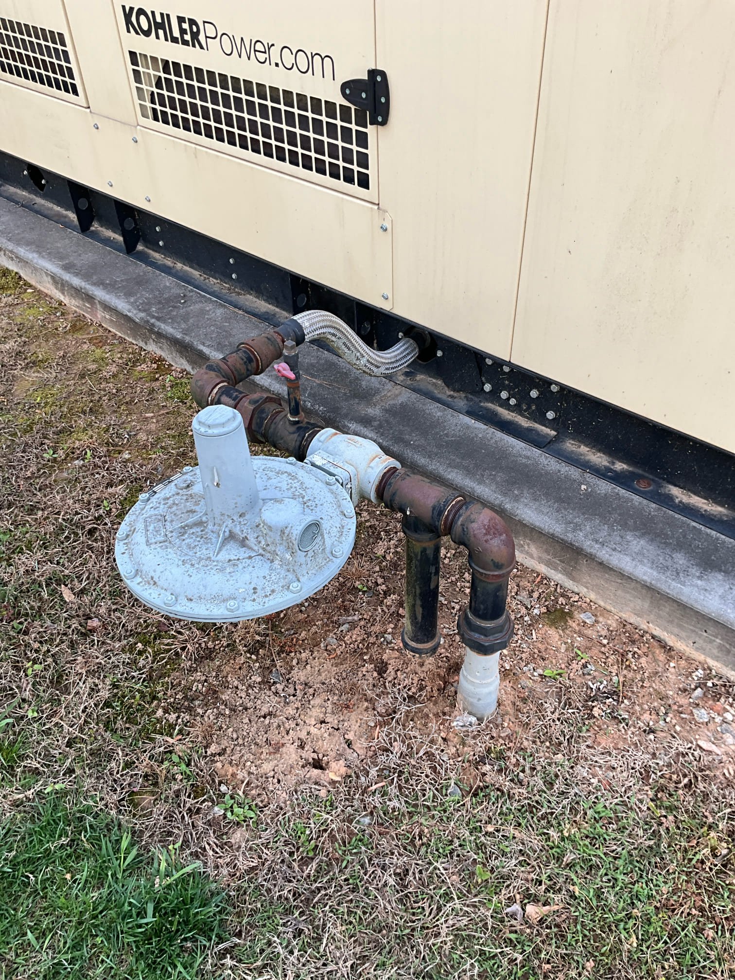 Call for inspection and estimate confirmation for previously discussed project, and minor gas leak outside.

Arrived and met with Nate on site. He states that they have had a gas company verify a small leak on the main line outside via bubble test to verify. He also has blueprints available and we checked to try to find zone valves for the dirty room water lines. However, no suitable valves were available that we can find. I believe we will be required to shut off main water to this side of the building in order to accommodate repairs. 

We have tentatively scheduled for Wednesday of next week, from 8am to 10am to have the water off to this zone.

We also checked a gas leak on a two inch main line near the gas meter. I have provided an estimate to fix this and apply protective coating as required to help prevent further degradation due to weather. This estimate also included sanding and applying protective coats to the exposed gas lines near the Kohler generator..

While on site i demo