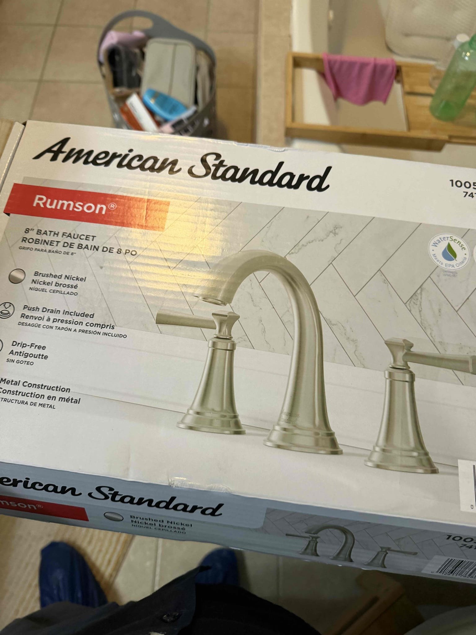 Furnish and installed new 8 inch spread faucet removed the old one and old remove pop-up assembly and installed new pop-up assembly and 8 inch spread faucet thoroughly tested all work for any leaks. Work is tested and complete.