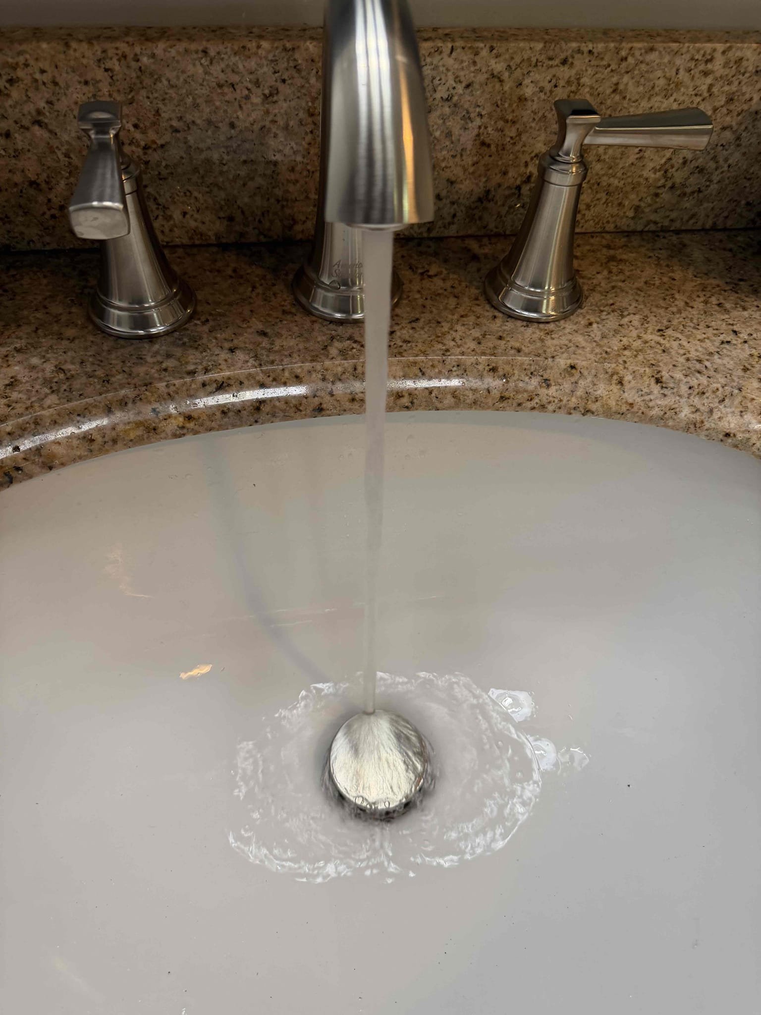 Furnish and installed new 8 inch spread faucet removed the old one and old remove pop-up assembly and installed new pop-up assembly and 8 inch spread faucet thoroughly tested all work for any leaks. Work is tested and complete.