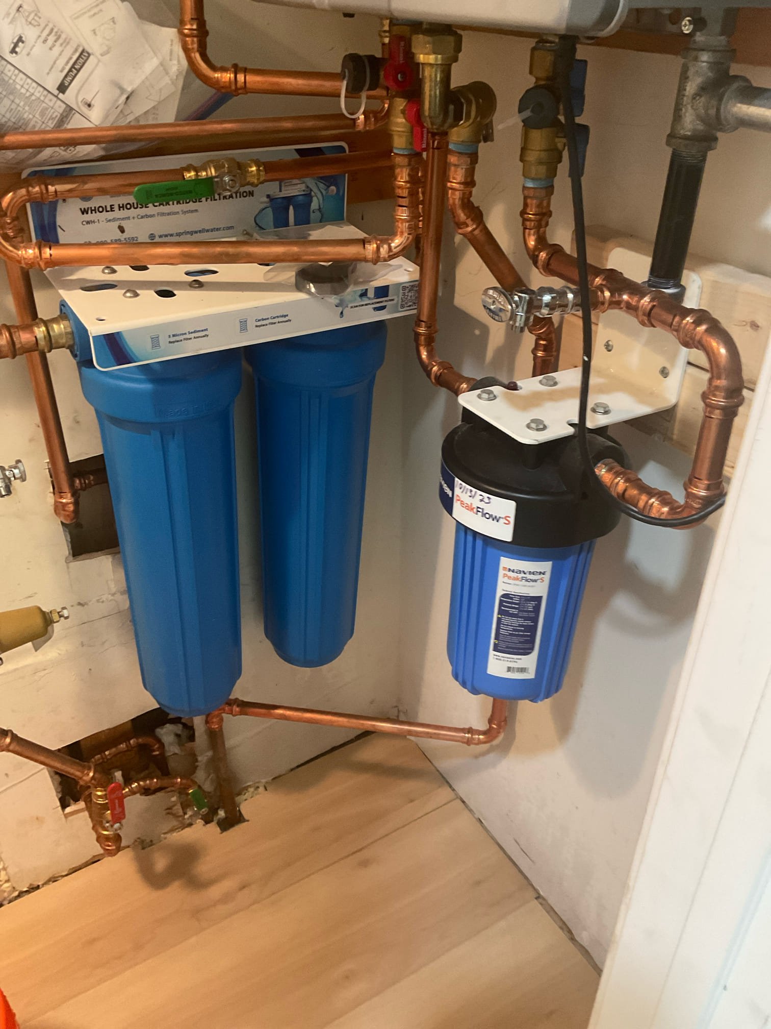 Replaced three water filter cartridges at no charge for member as a courtesy 