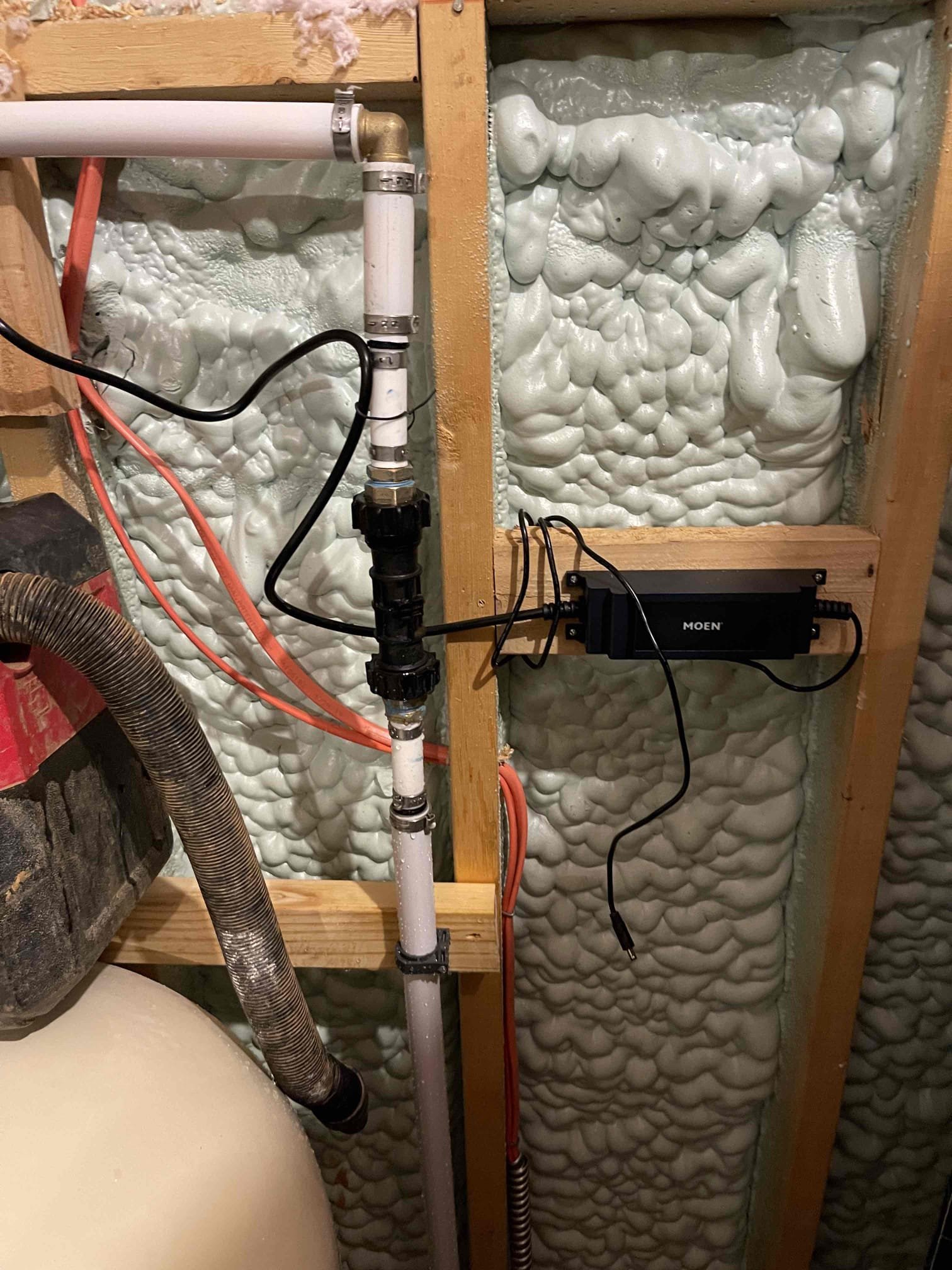 Customer had a Flo by Moen previously installed by another plumber. He was having issues with it while he was out of town and the other plumber came and just removed it and connected the temporary bypass. He could not get ahold of the other plumber so he called us. We reinstalled the FLO device and ensured it was connected to his phone. Helped him set the parameters so that it wouldn’t react when his filtration system regenerated. We contacted Moen who said the Flo device should be installed after the filtration system due to the home being on well. He wanted to leave it before the filtration system so if the filters ever leak, the Flo device will detect that. Device is working, we confirmed on the home owners app, however the WiFi connection in the back corner of the basement is not great and can cause some issues with it functioning when he is away. Recommended he get some sort of WiFi boosting system to improve the connection in that room. No further issue at this time. 