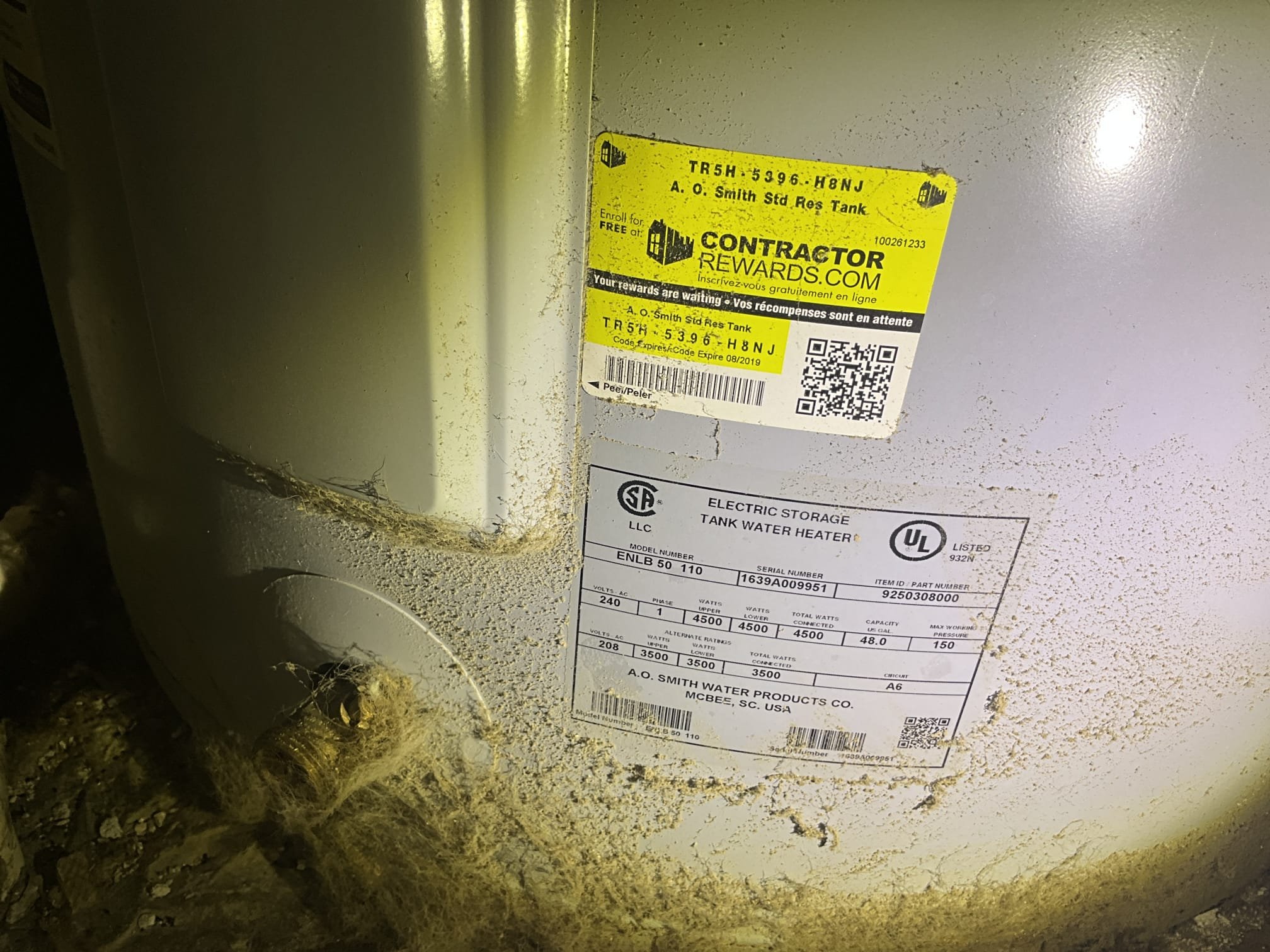 Customer had called because his downstairs neighbor had a water mark on her ceiling. Customer was potential concerned about a water heater leak. Inspected the heater and found no signs of leaking from the body of the heater. The heater is right around 10 years old and had several aspects that were done improperly in the install. The water heater drip pan is shattered, the drain for the pan goes nowhere, the thermal expansion tank isn’t strapped properly, and the t&p discharges to the floor. Strongly recommended replacement at this time. Customer declined work for the time being. Checked up customer water meter and saw no movement on the domestic system. Found a disconnected condensate trap that is likely the source of any water escaping into the floor and ceiling. Glued the pipe back as a courtesy to the customer. No dispatch fee for water heater quotes.


Jasper Lee
bobmugura@gmail.com
404-455-1136
