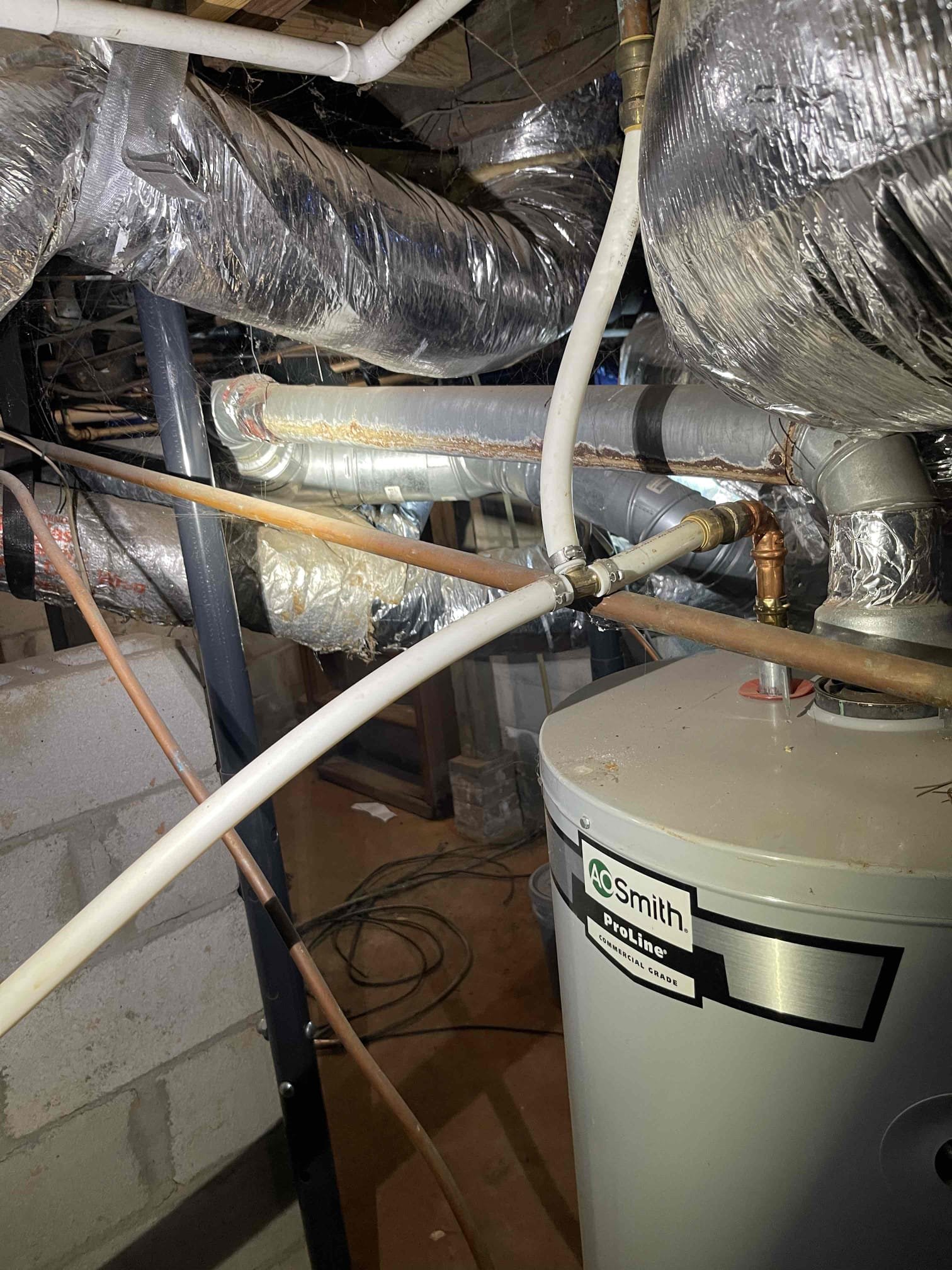 Went around house and identified different issues on the plumbing system with the homeowner. Gave quote to move a toilet and replace the cast iron piping to the bathroom with pvc. Did find a serious venting issue with the water heater not having uphill slope among other things. Gave quote options to replace the water heater as current set up will cause carbon monoxide build up in the basement. 