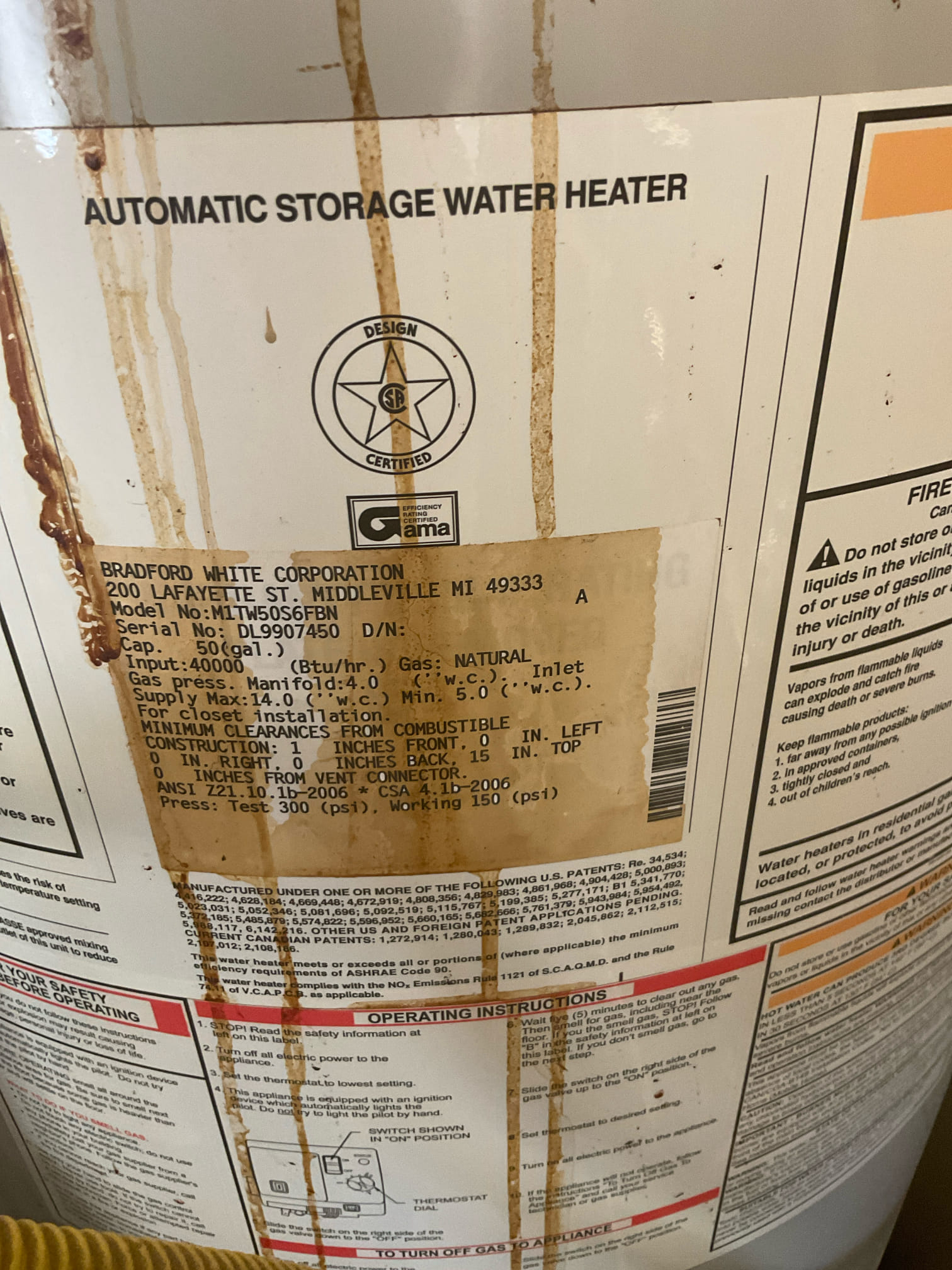 Replaced a old leaking 50 gallon gas power vent water heater today with a Rheem pro 50 gas power vent heater , new expansion tank and pan installed 
