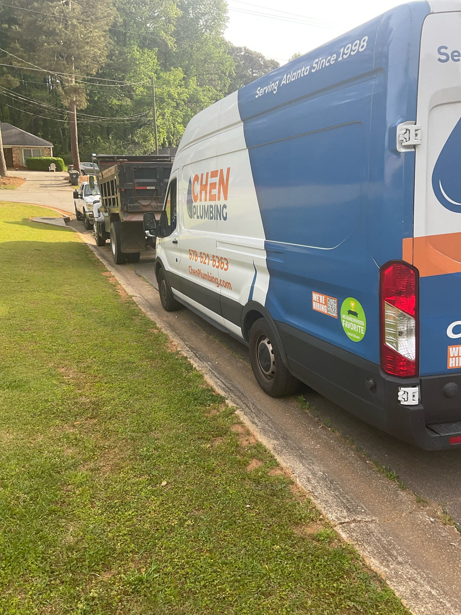 For this job , we cut street installed 6” ductile sewer lateral line with core into manhole and drop down to bottom and used special hanger for proper support , new line continues to customer property with a 6” clean out installed, this job is permitted and inspected by Gwinnett county . 