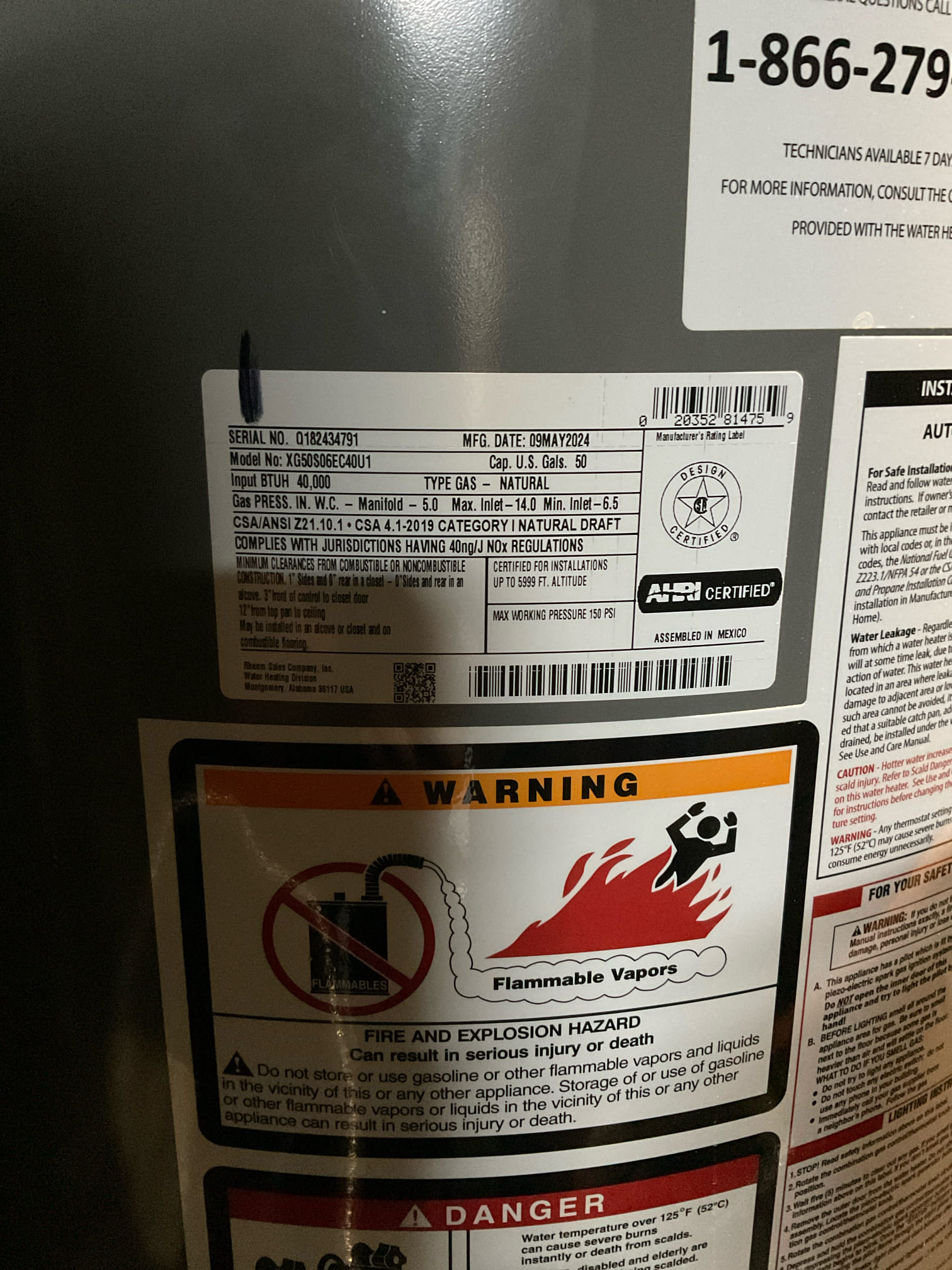 Customer wanted free water heater inspection. Inspected water heater by testing tmp and thermal expansion tank. Both were in working condition. Water heater anlso has no signs of back drafting and also water temperature is set to about 120-125 degrees. Also tested pressure and pressure tested fine.
Stated to customer that the only maintenance thats needed is for water heater to be flushed and at this time customer didn’t want that service. 