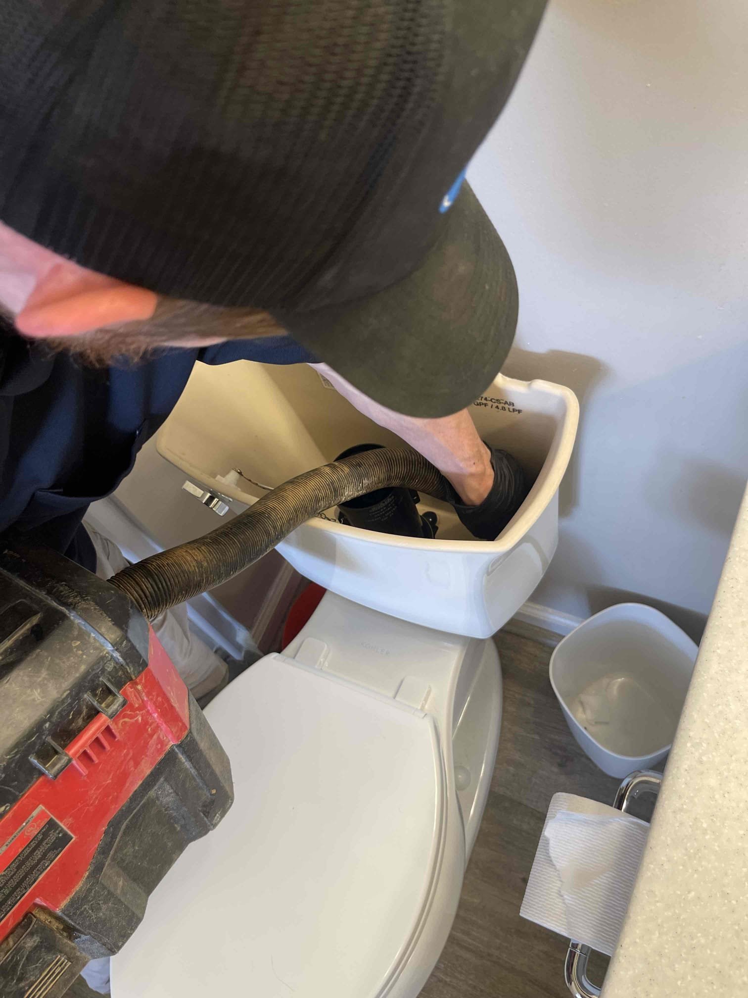 Came out to rebuild two toilets. Two kohler toilets with aqua pistons. The fill valves were randomly not engaging and were slow to fill the toilets. We received approval to rebuild both. Replaced the fill valves and aqua piston gaskets. Dye tabbed both toilets to ensure no leaking on the flush valve seal. No further issue