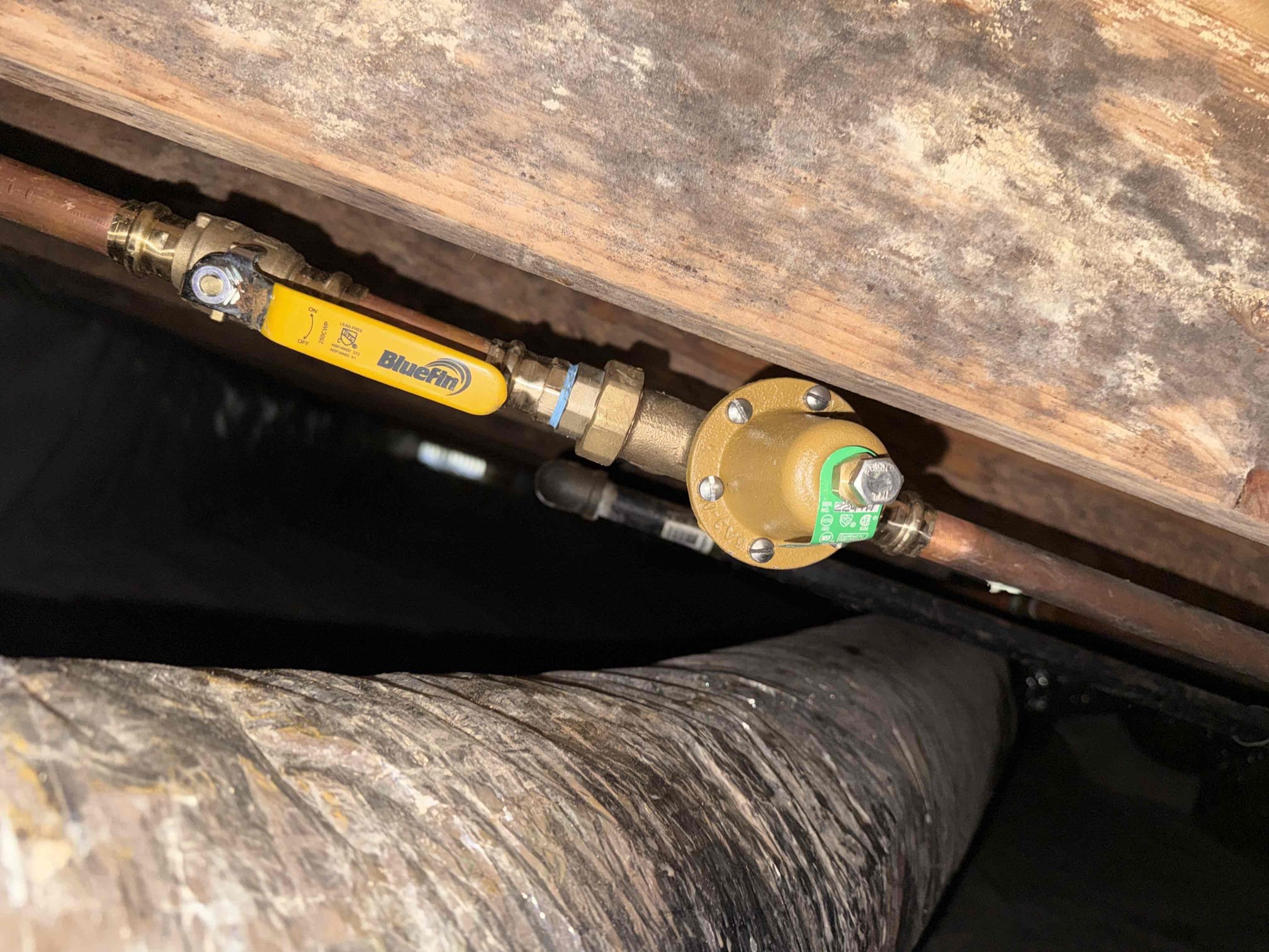 Water leak and PRV going bad upon arrival. Customer stated he has a slow leak on the main water service and the pressure has been fluctuating. After checking pressure and turning on faucets noticed the pressure dropping over 20 psi, informed customer we could replace the PRV and add a new ball valve and get rid of the old gate valve. Gave customer estimate, customer approved estimate. Installed new ball valve and PRV. Set the new pressure to 65 psi. After turning on 3 fixtures pressure only dropped 5 psi. Customer wants estimate for water service if he was to have the trench dug out and back filled for us. Left customer with those estimates. Customer stated that he had two fixtures and a toilet running, informed customer fixing the PRV may not take care of those issues and we would not be responsible if they continued to drip or run. Customer understood that and still wanted to get the PRV taken care of. Pressure is now at 65 psi and no leaks upon departure.