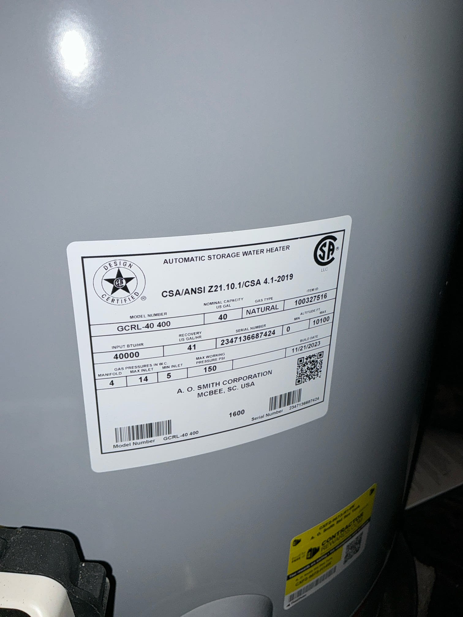 Performed water heater inspection and checked water pressure. Everything is working properly and pressure is 50psi. Recommended membership for heater flush. Left estimate for win with Chen membership.