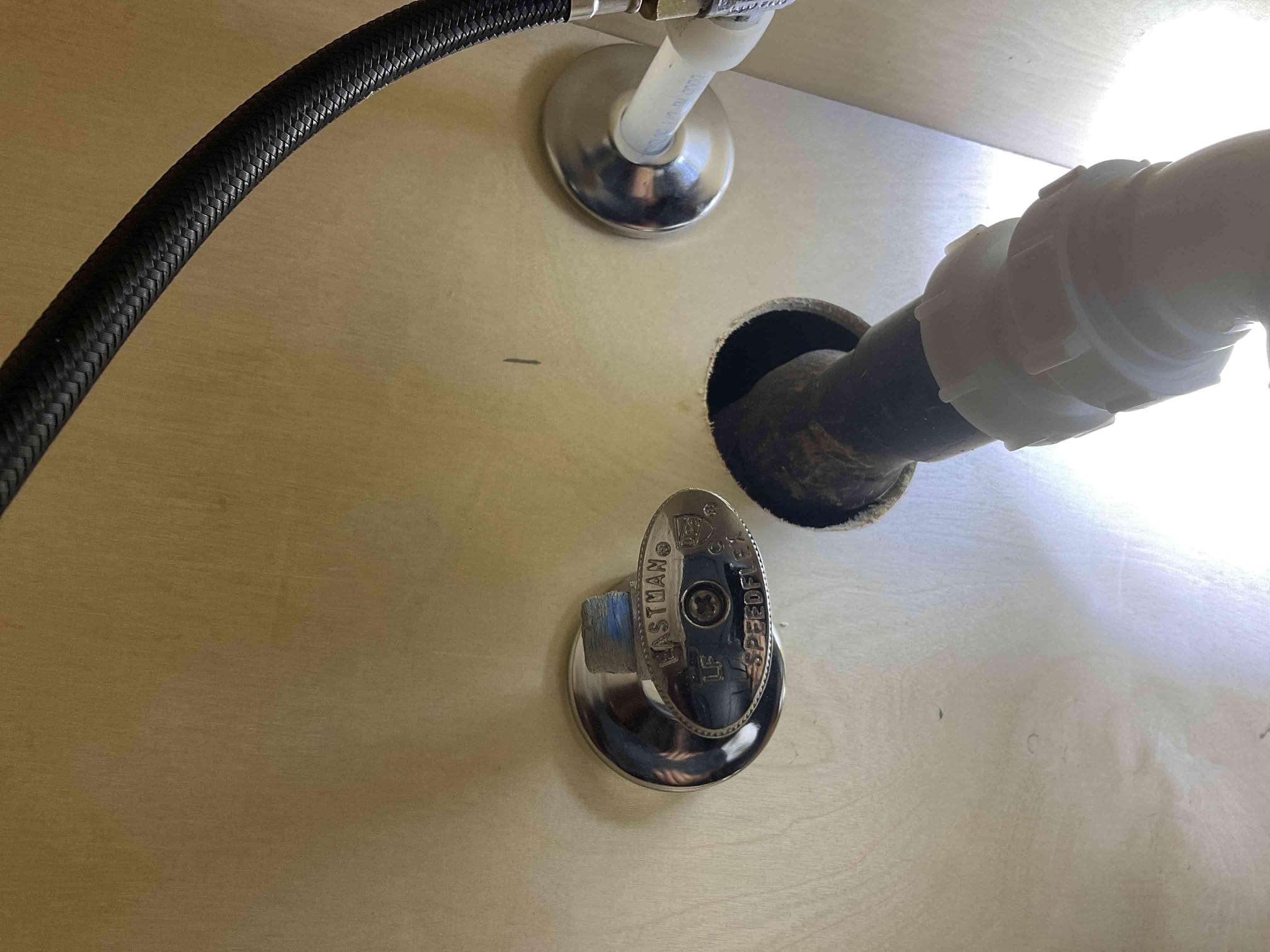 Got a very slow leak at basement bar sink , leak is at faucet supply line that came with faucer , we remove used taflon tape and pipe dope because of type of connection this time . 