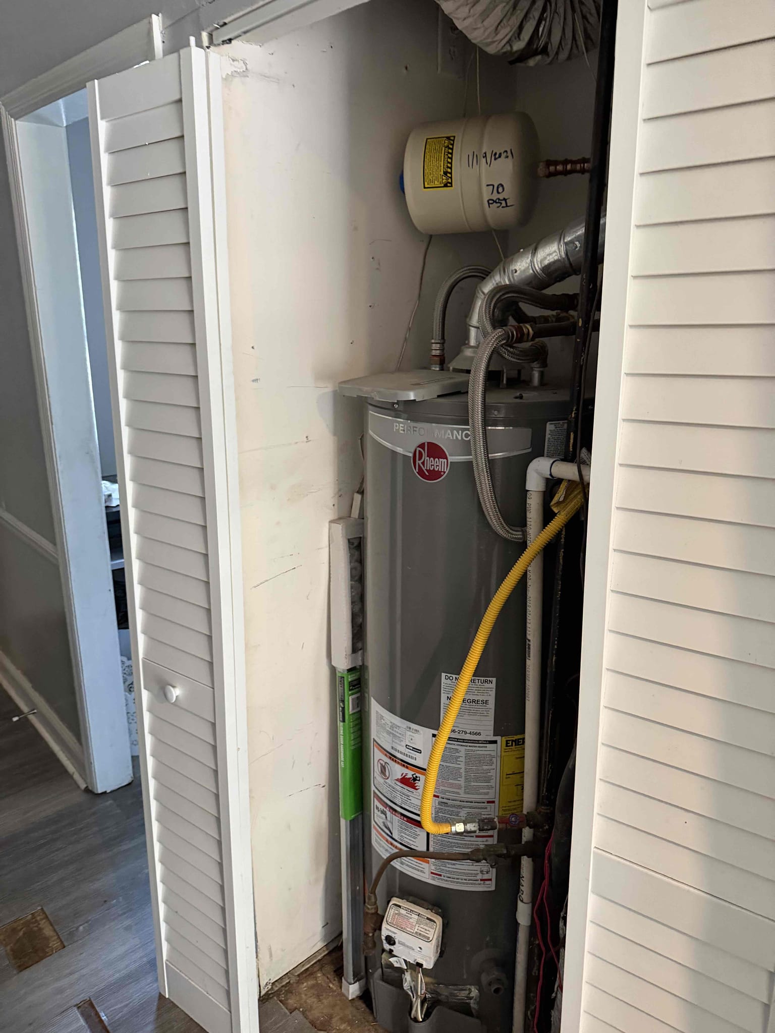 Customer stated that both shower were leaking down to floor below. Stated to customer that we will need to cut Sheetrock to access plumbing to see what is leaking and customer agreed. Went ahead and cut Sheetrock in 3 three places. For one tub found tub had big crack in middle which caused water to leak to floor below. For other shower found that leak was coming from trim pieces from shower so went ahead and Recaulked. Stated to customer not to use shower with crack in it and to also wait about 12 hours before using other shower to give caulk time to dry. Also contacted provision and they will be coming out later today to look at water damage. Cleaned up work area. Chen plumbing isn’t responsible for sheet rock repair.

Also water heater is from 2016 and recommend to customer to have it replaced due to age and it’s coming up to the end of its life expectancy. Also water pressure is right under 80 psi and Prv valve will need to be found and replaced.